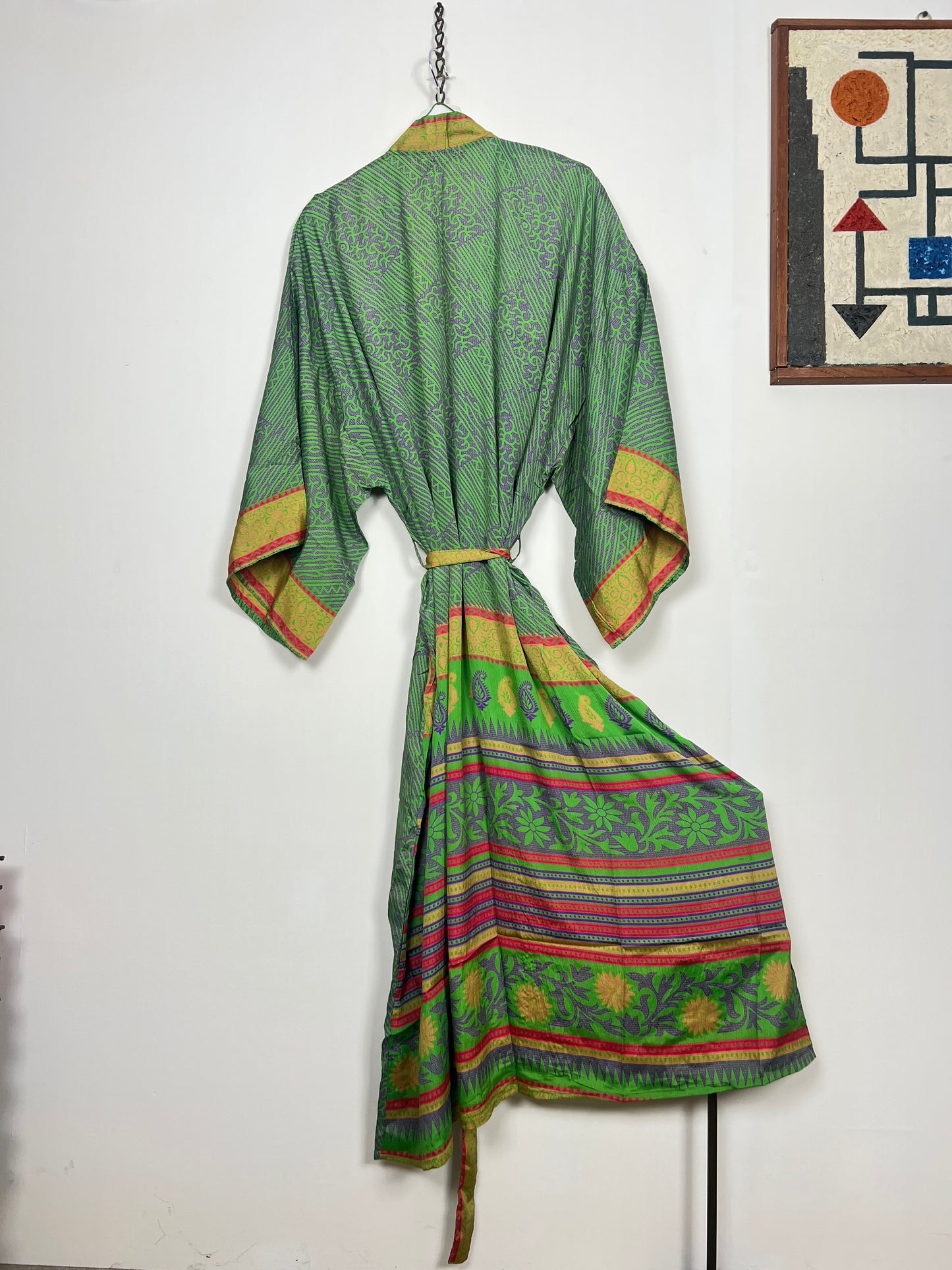 Vintage Saree Silk Kimono / Duster - Long - Wider Unisex Fit