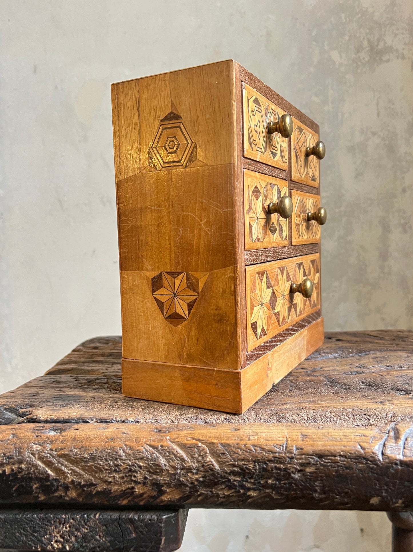 A Japanese Parquetry Specimen Table-top Miniature Chest