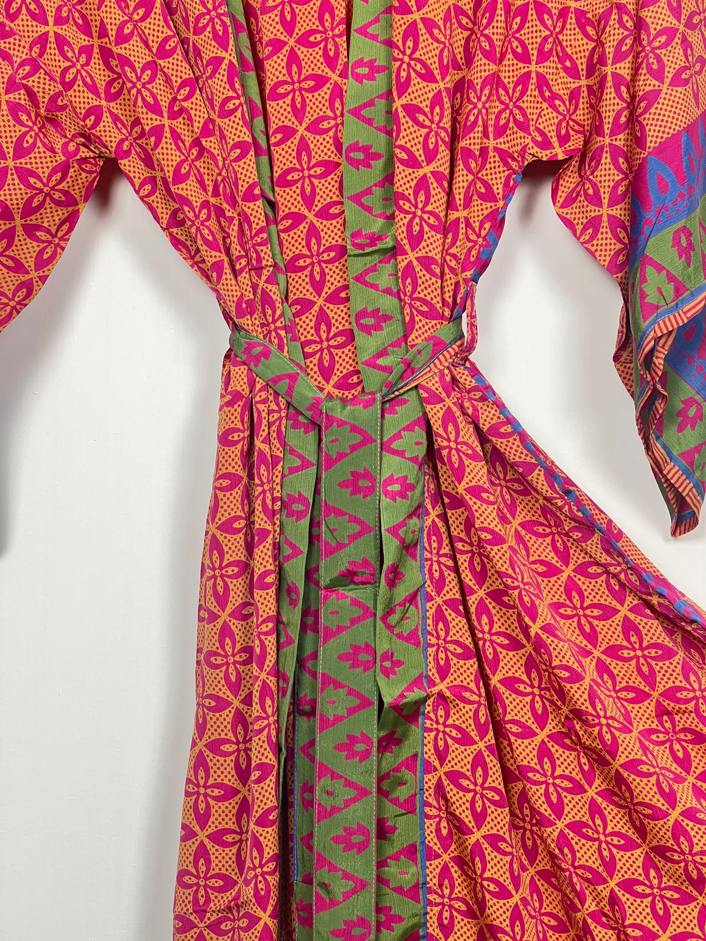 Vintage Saree Silk Kimono / Duster - Long - Wider Unisex Fit