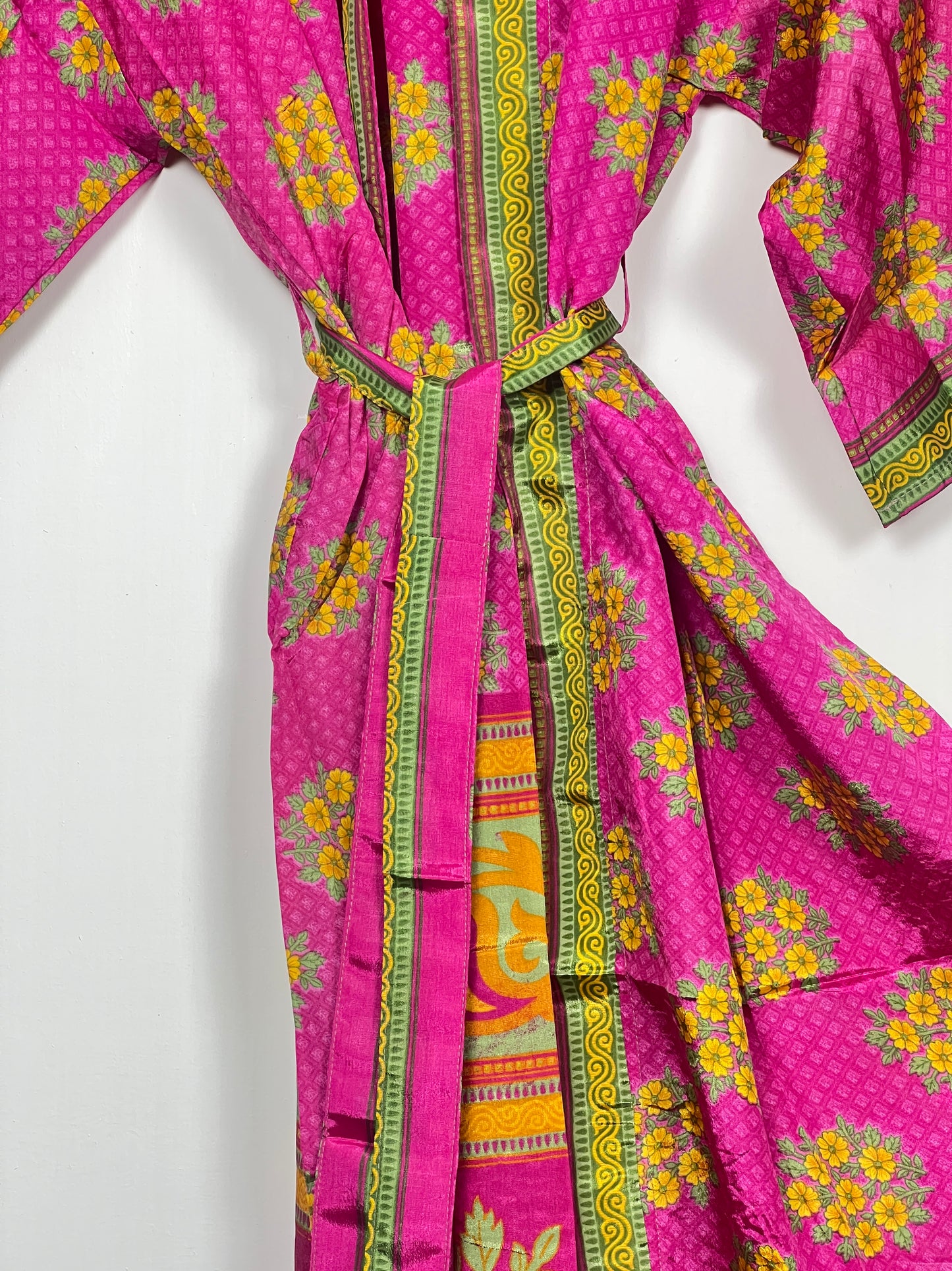 Vintage Saree Silk Kimono / Duster - Long - Wider Unisex Fit