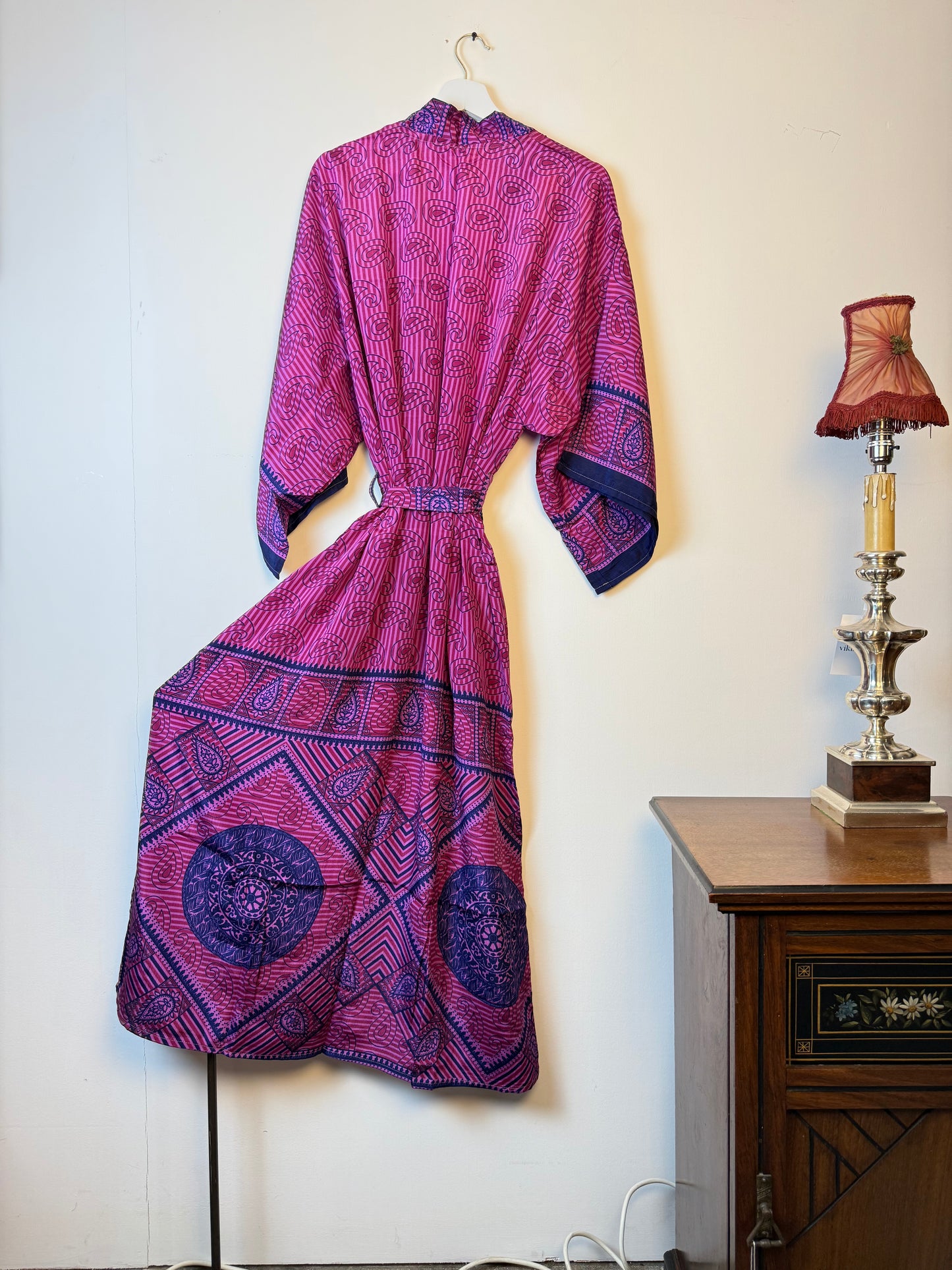 Vintage Saree Silk Kimono / Duster - Long