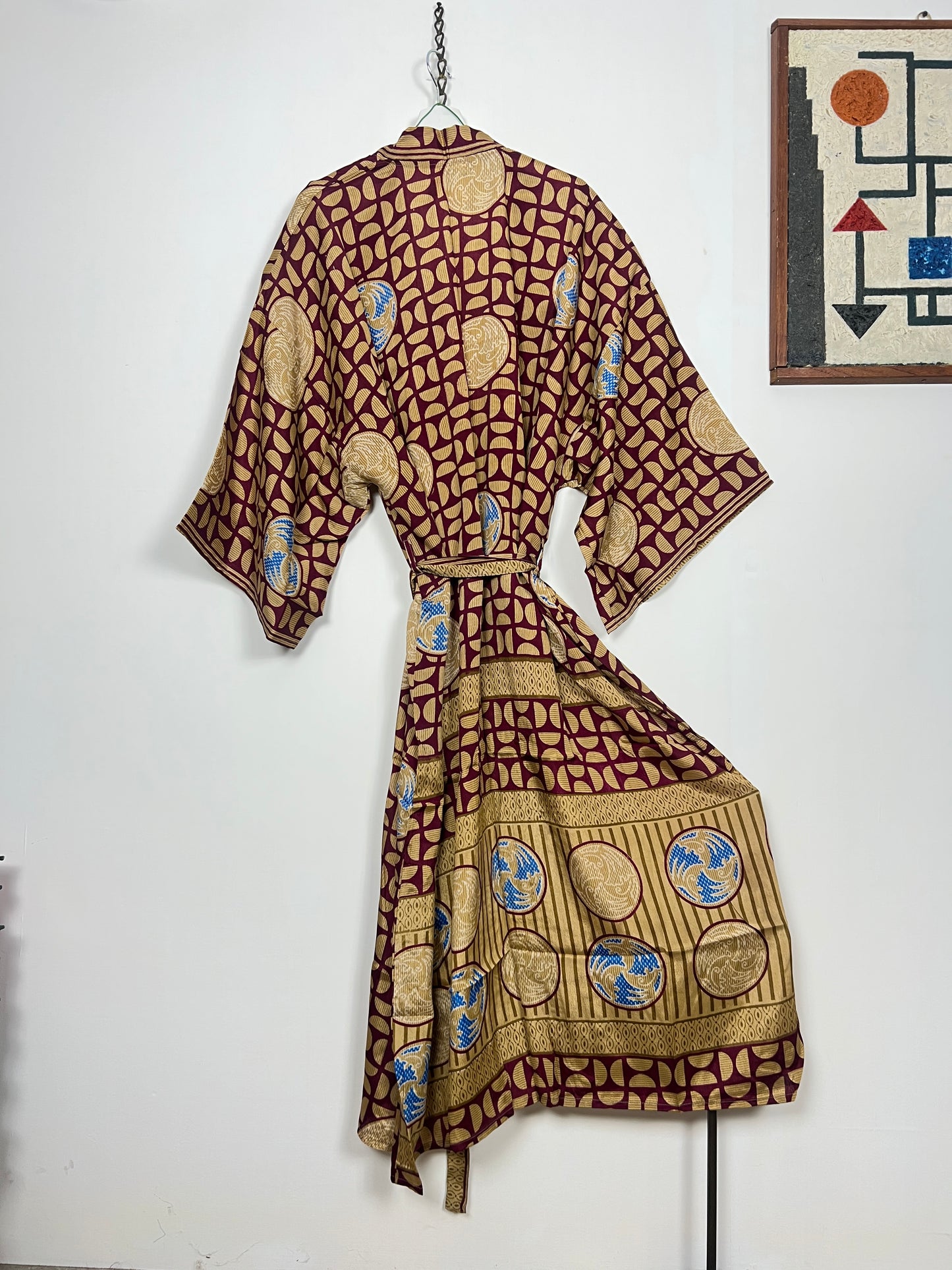 Vintage Saree Silk Kimono / Duster - Long - Wider Unisex Fit