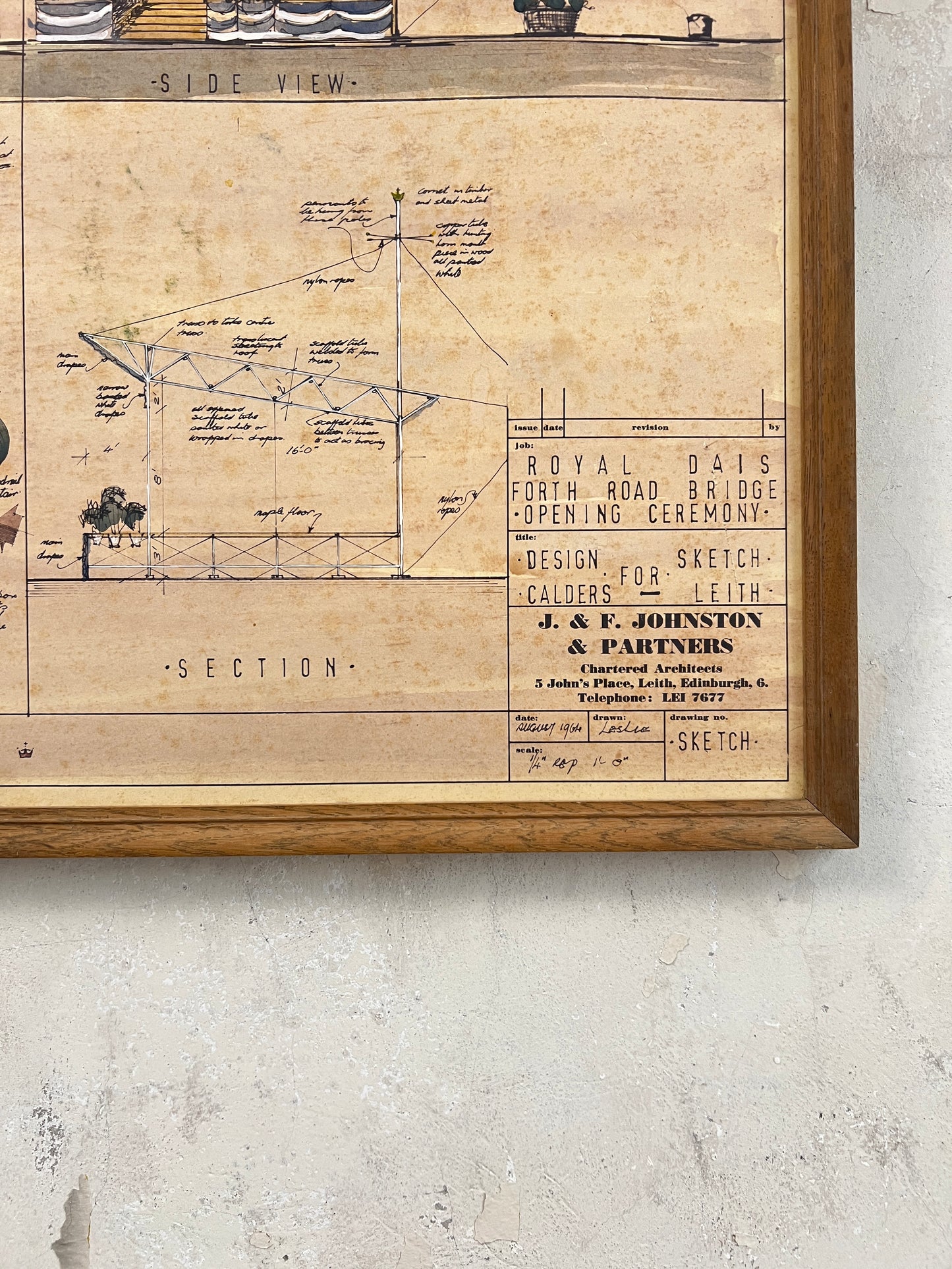 Original plans for the Royal Dais used during the opening ceremony of the Forth Road Bridge