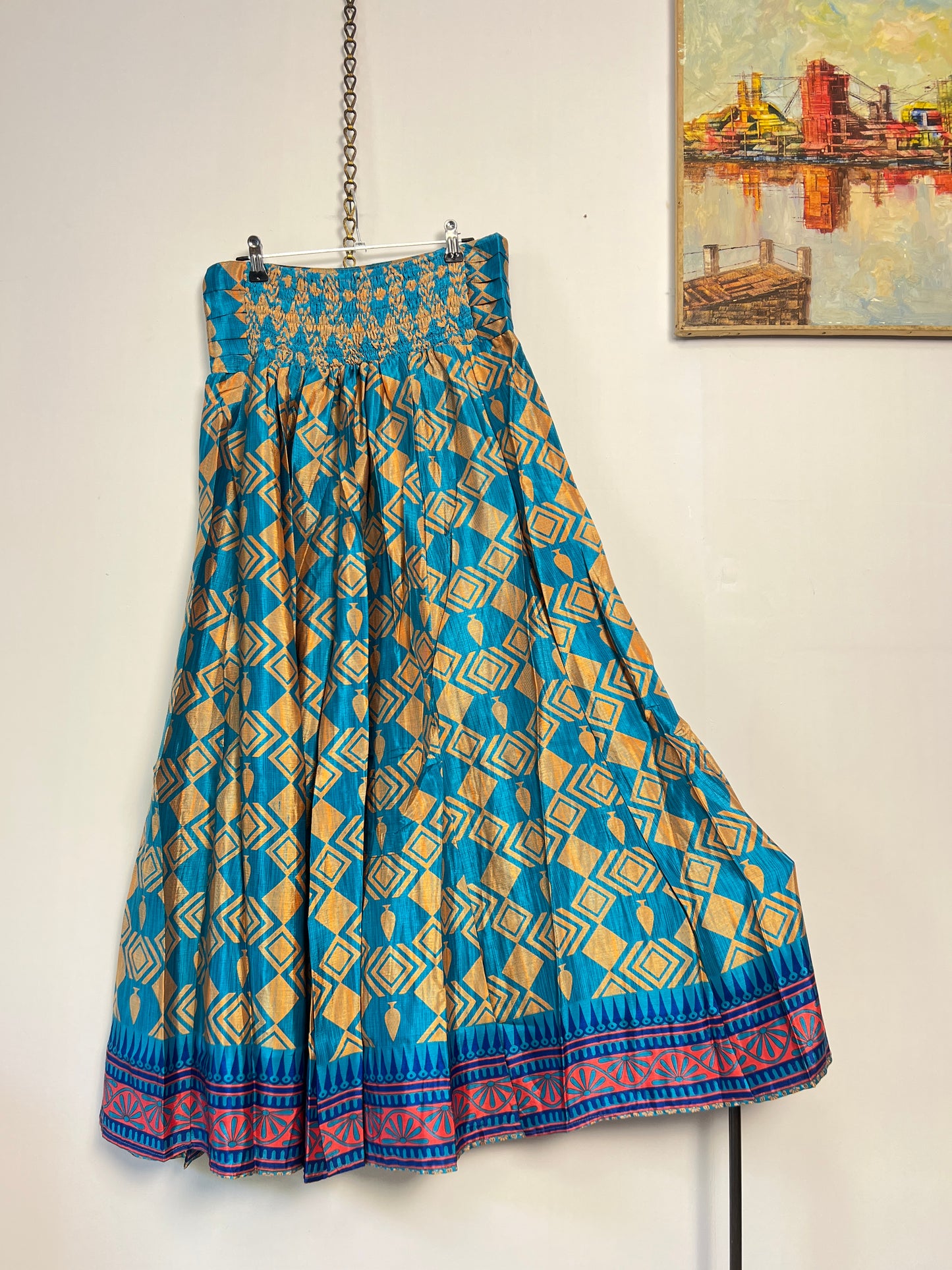 Vintage Saree Silk Pleated Skirt
