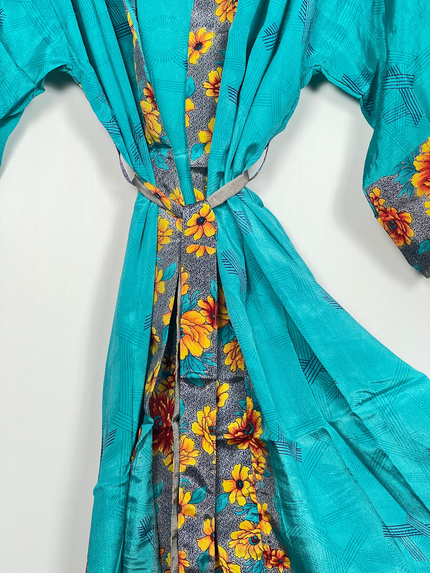 Vintage Saree Silk Kimono / Duster - Long - Wider Unisex Fit