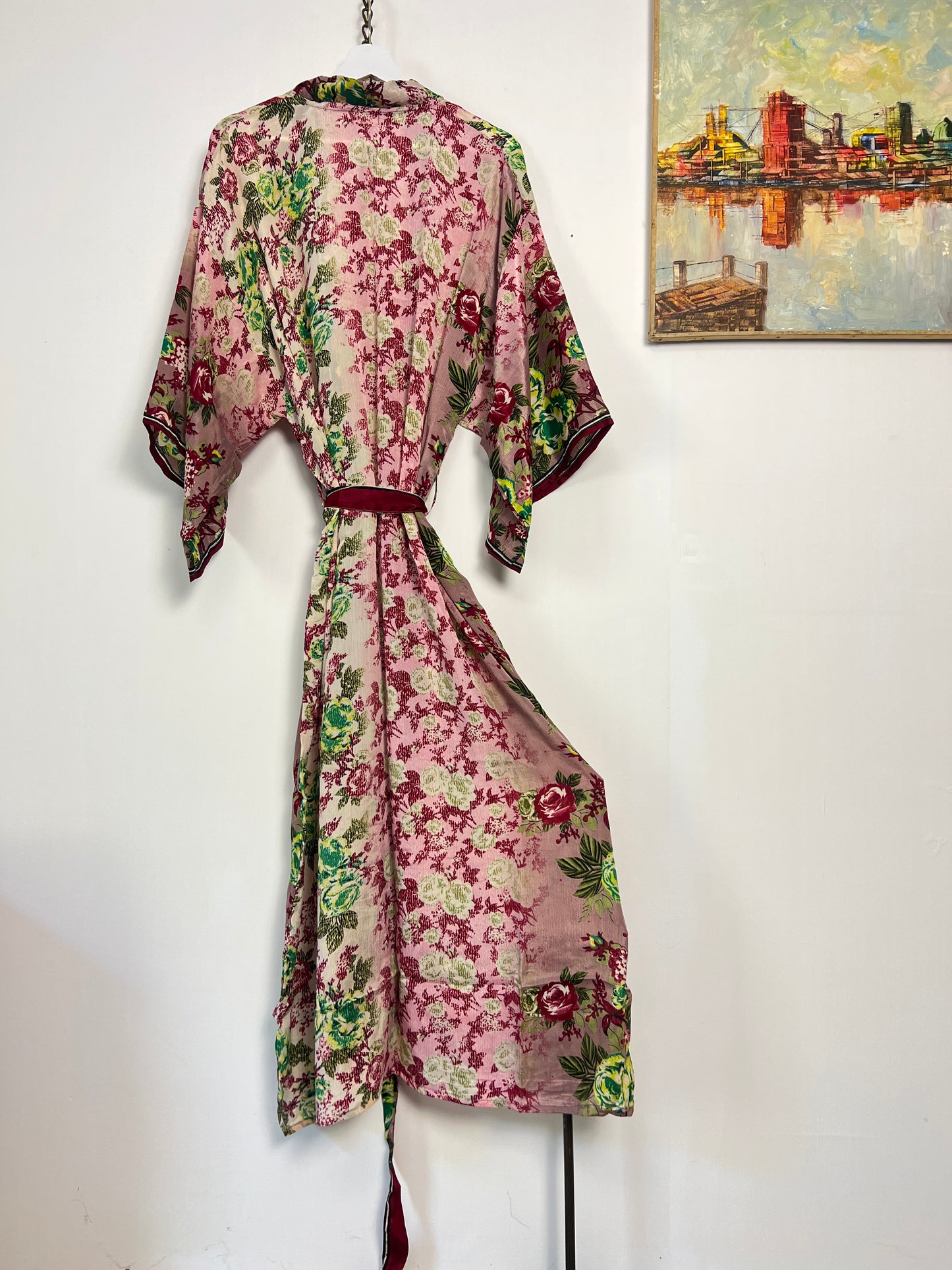 Vintage Saree Silk Kimono / Duster - Long