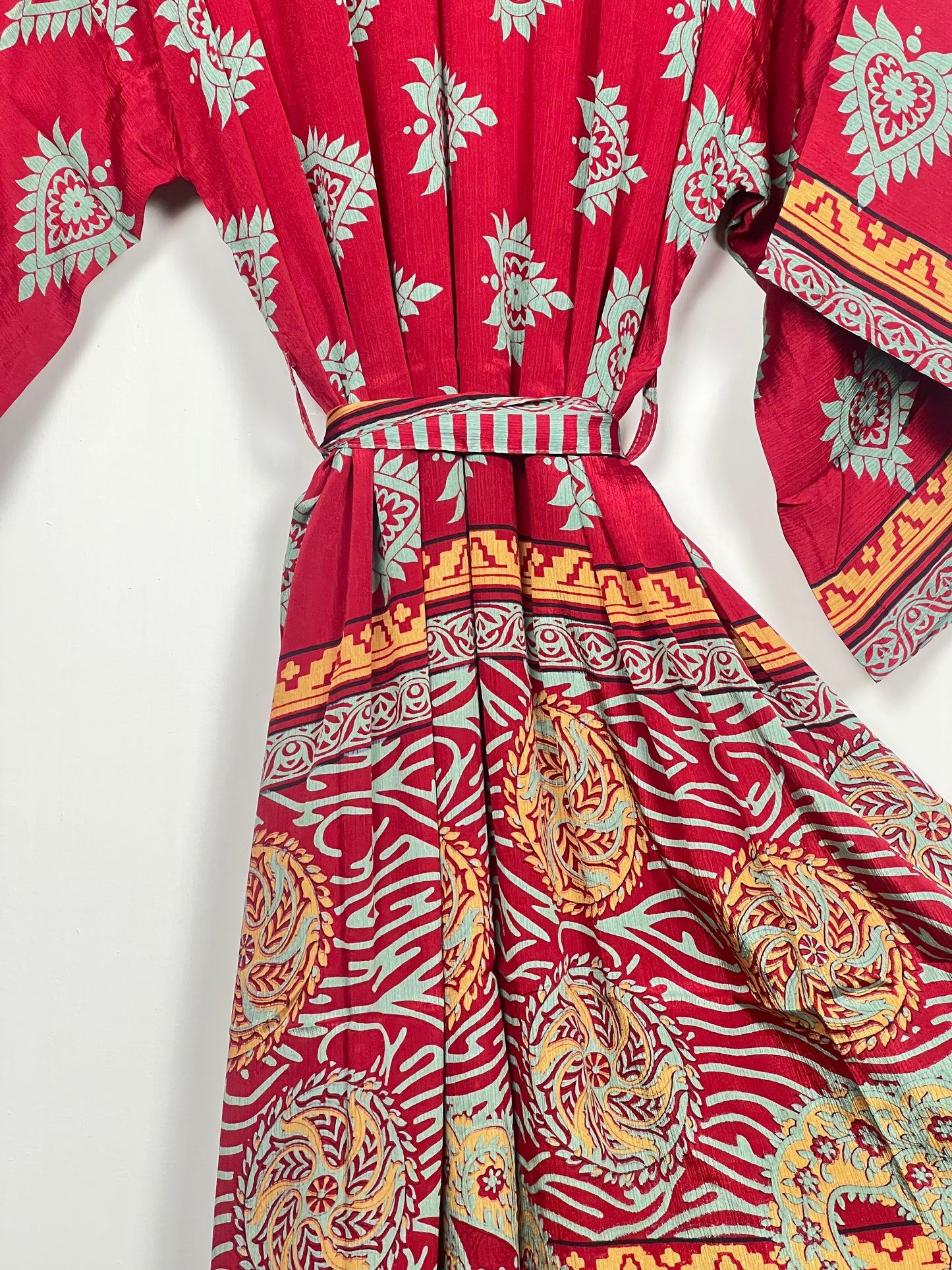 Vintage Saree Silk Kimono / Duster - Long - Wider Unisex Fit