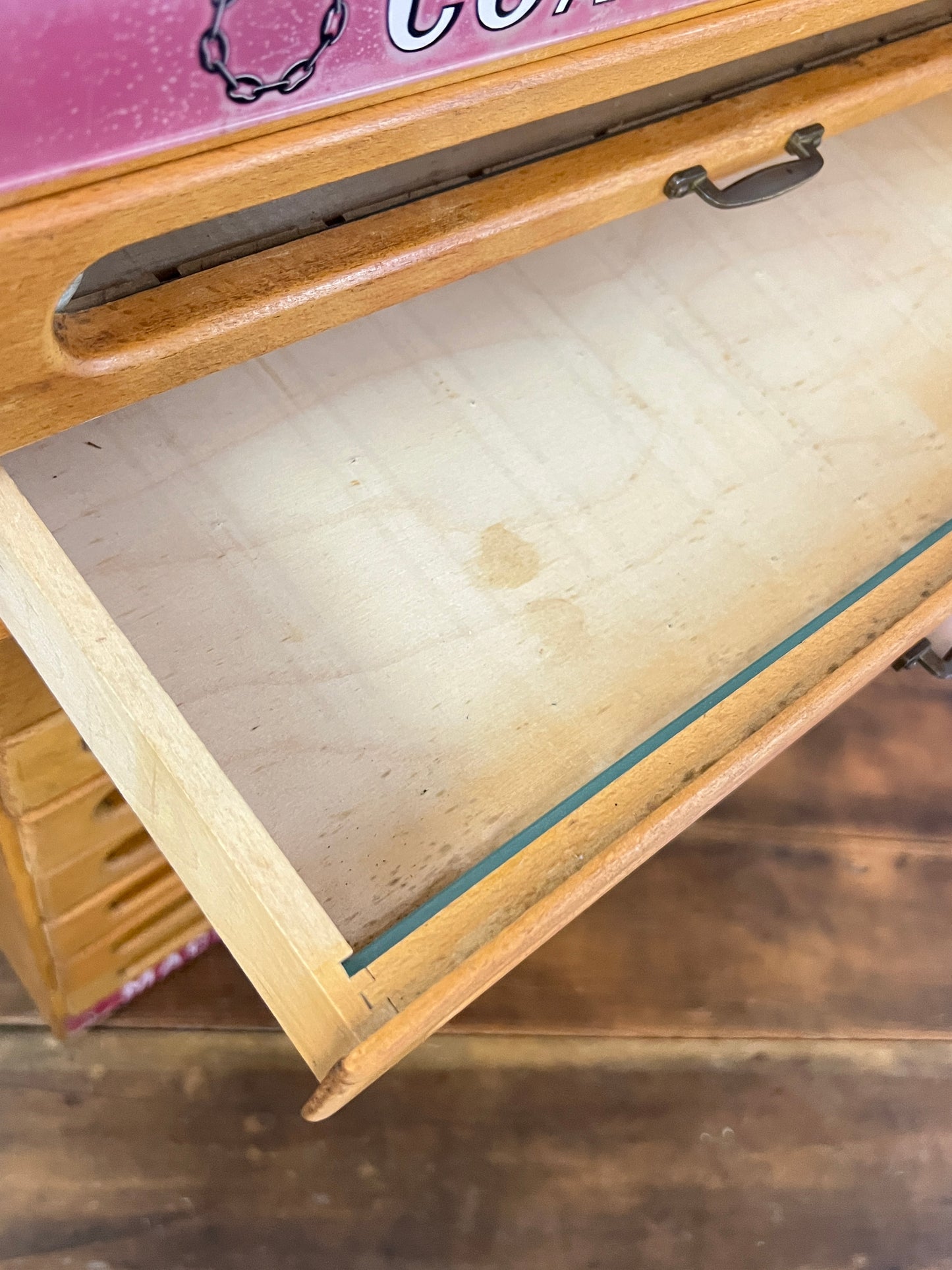 Coats Satinised Haberdashery Shop Counter Display Drawers