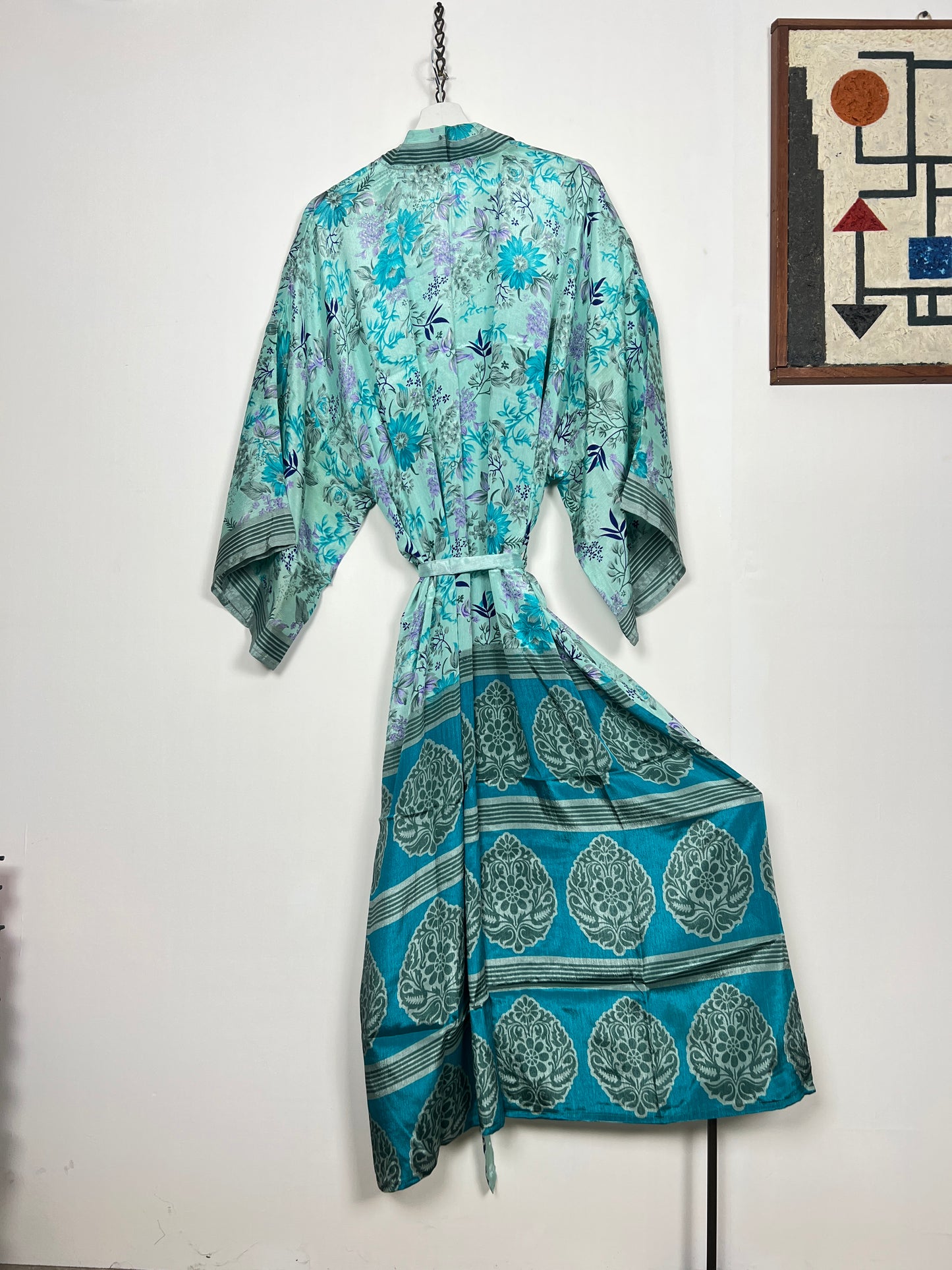 Vintage Saree Silk Kimono / Duster - Long - Wider Unisex Fit