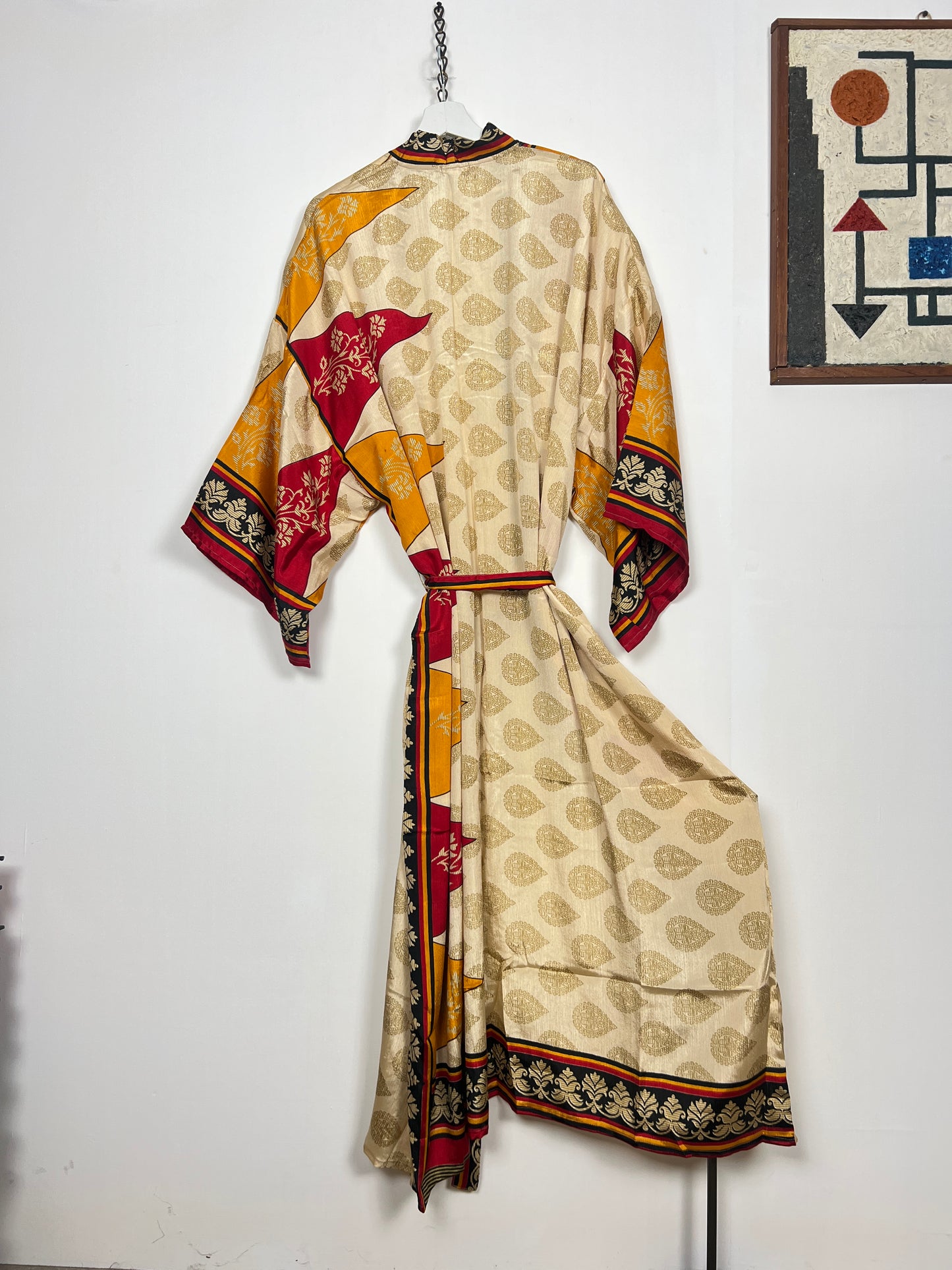 Vintage Saree Silk Kimono / Duster - Long - Wider Unisex Fit