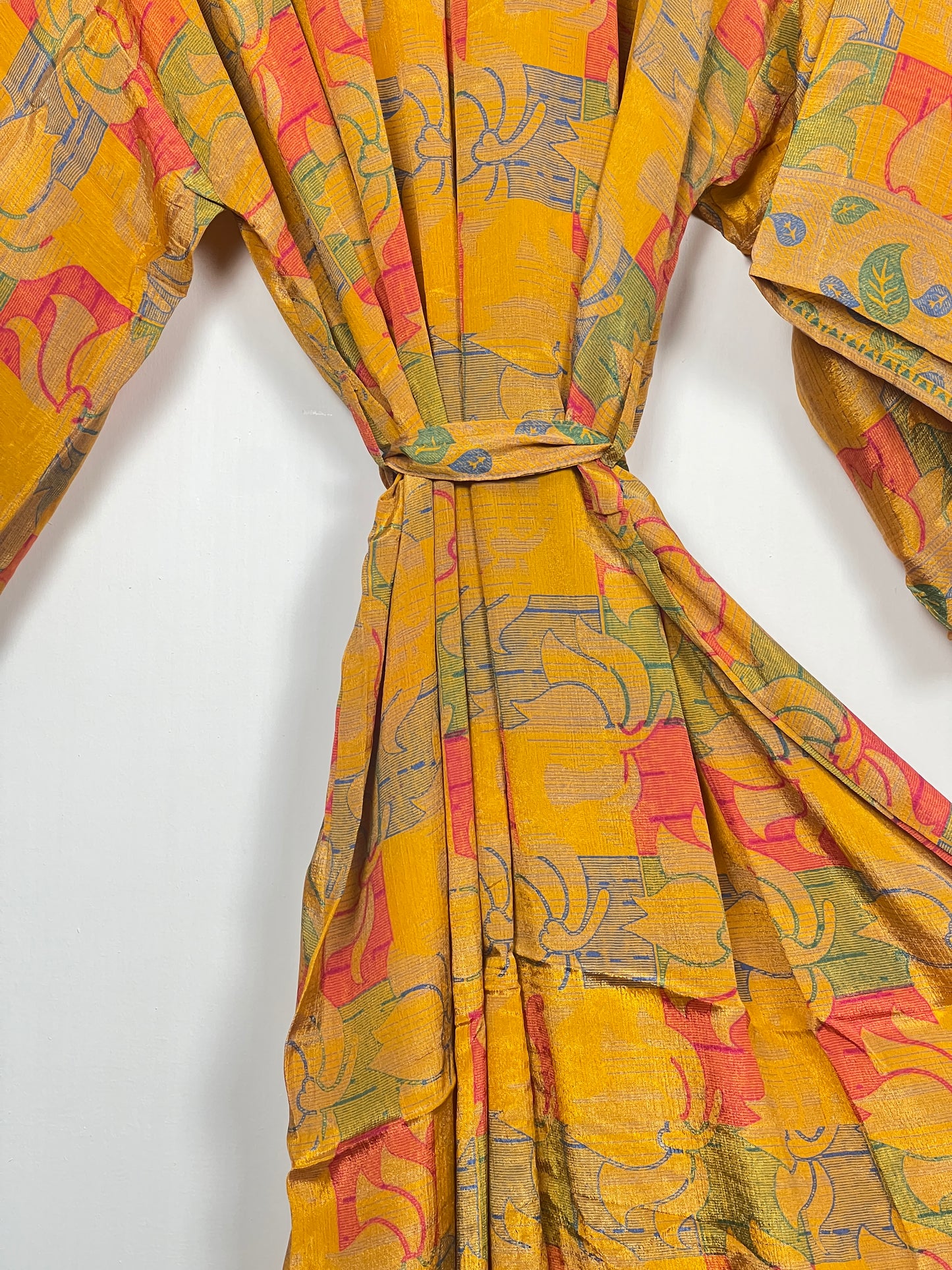 Vintage Saree Silk Kimono / Duster - Long - Wider Unisex Fit