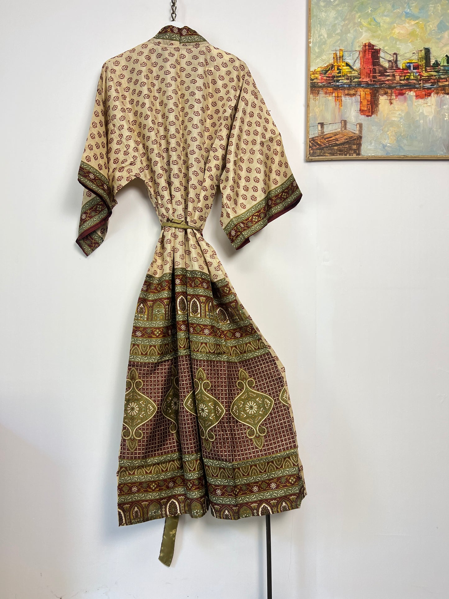 Vintage Saree Silk Kimono / Duster - Long