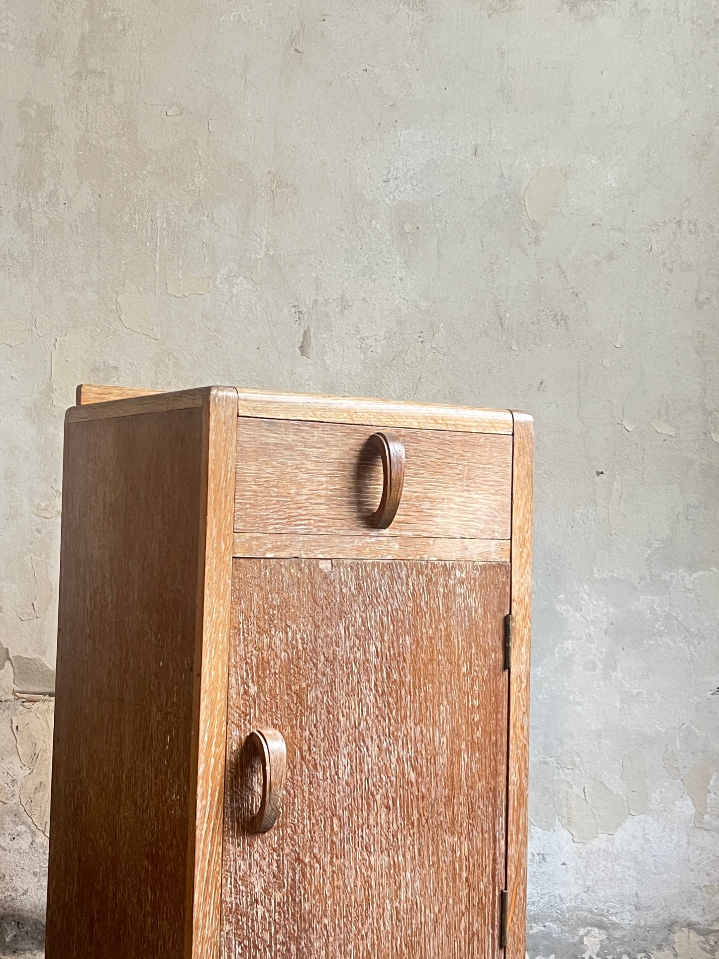 1930’s Limed Oak Bedside Cabinet