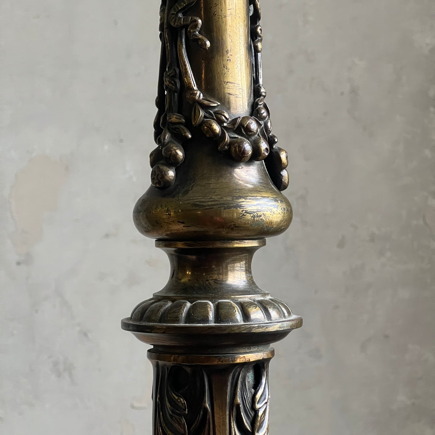19th Century Gilt Brass Column Table Lamp
