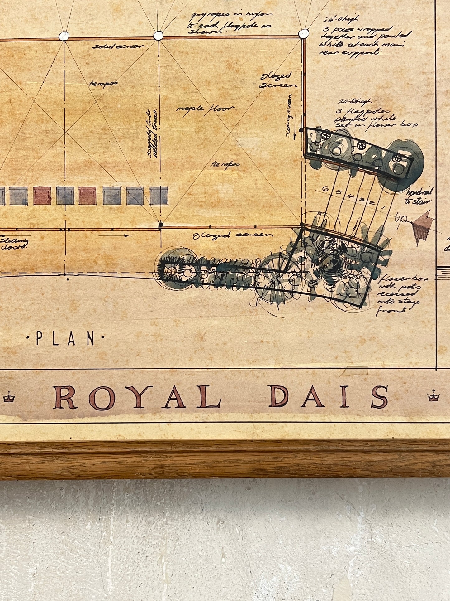 Original plans for the Royal Dais used during the opening ceremony of the Forth Road Bridge