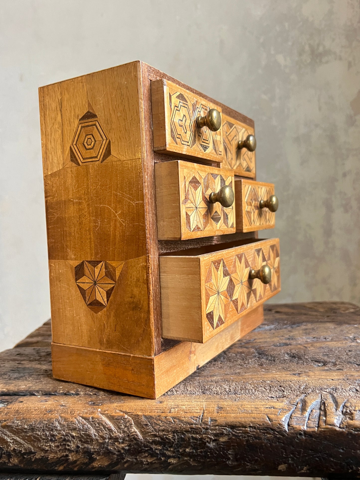 A Japanese Parquetry Specimen Table-top Miniature Chest