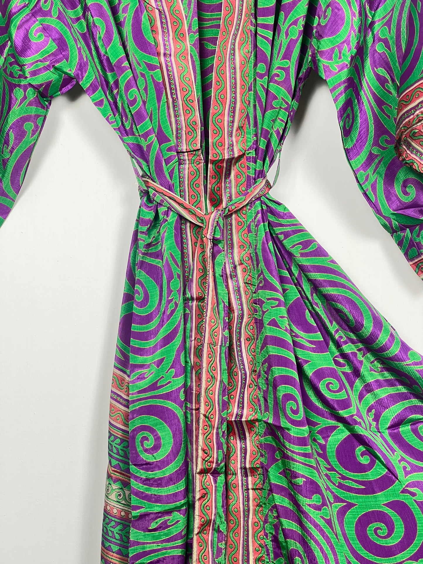Vintage Saree Silk Kimono / Duster - Long - Wider Unisex Fit