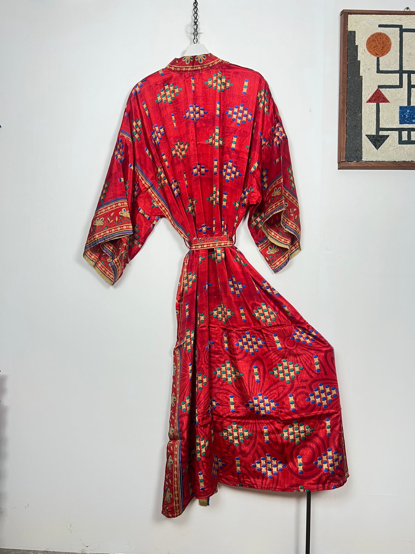 Vintage Saree Silk Kimono / Duster - Long - Wider Unisex Fit