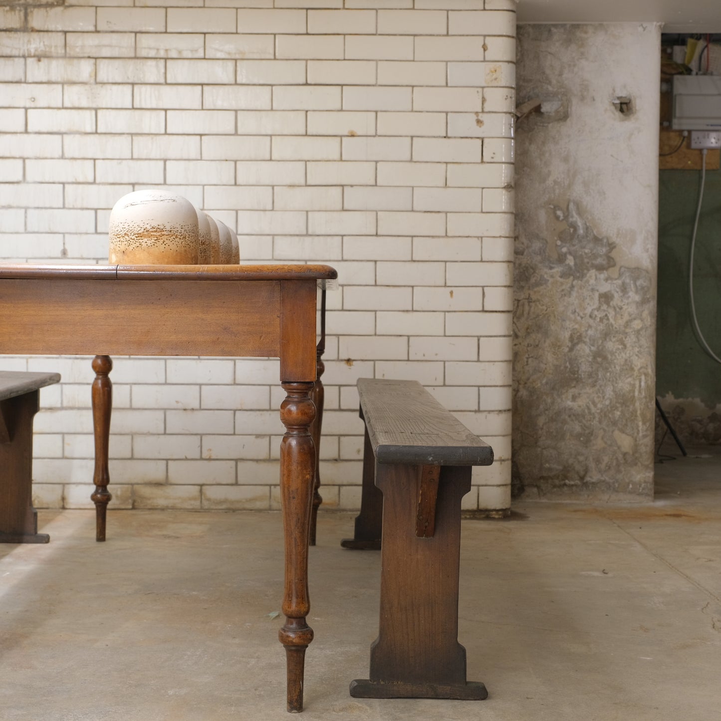 Pair French Fruitwood Farm Benches