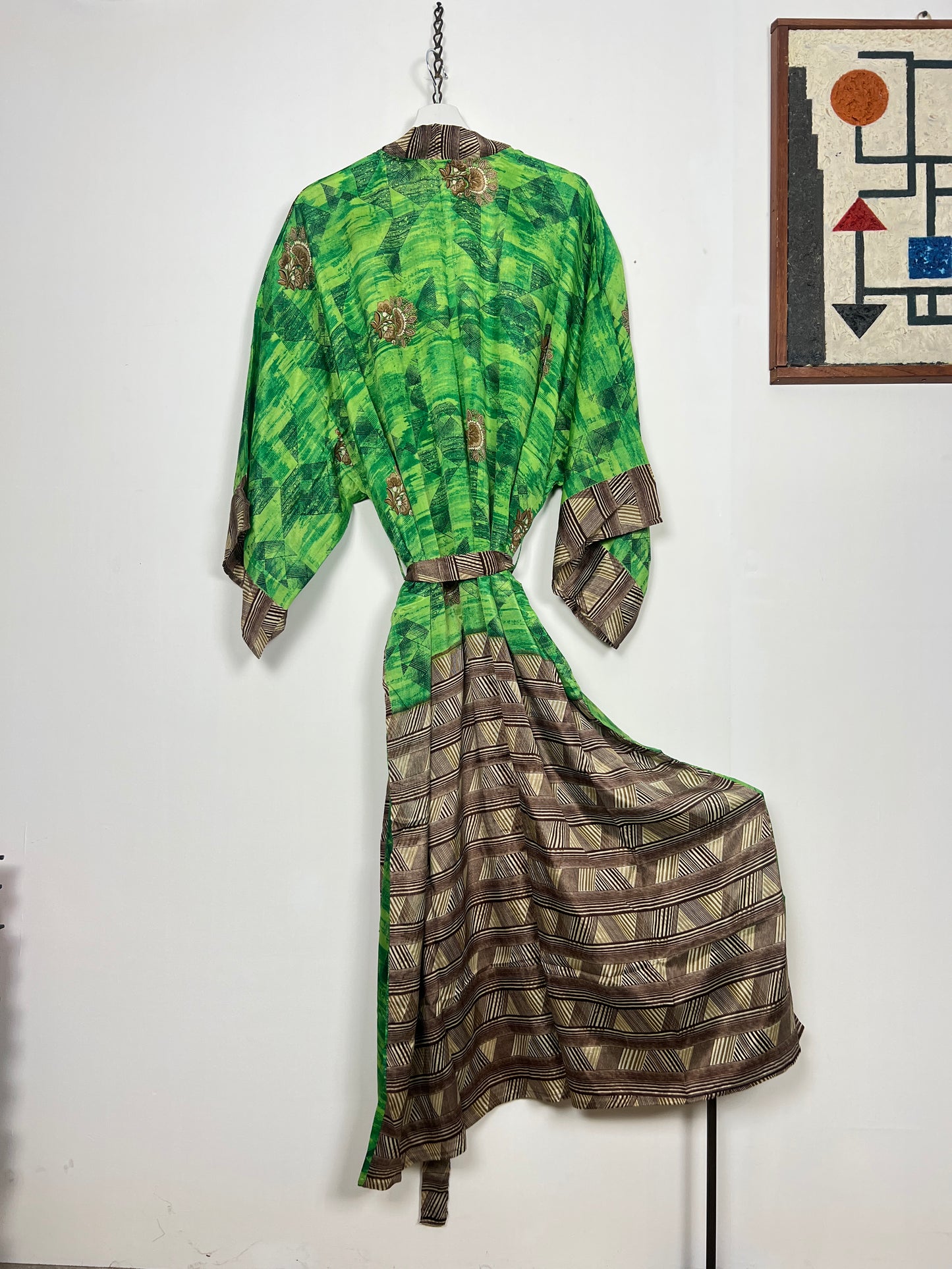Vintage Saree Silk Kimono / Duster - Long - Wider Unisex Fit