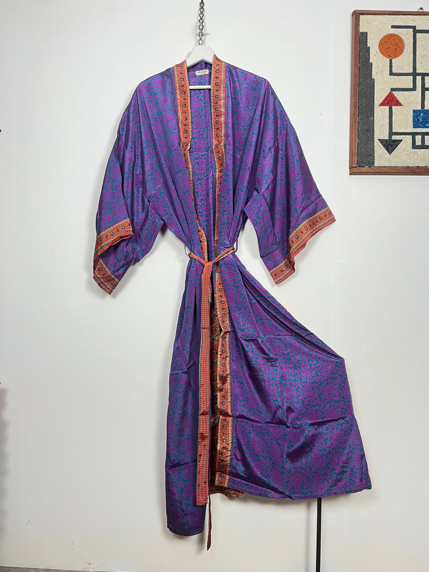 Vintage Saree Silk Kimono / Duster - Long - Wider Unisex Fit