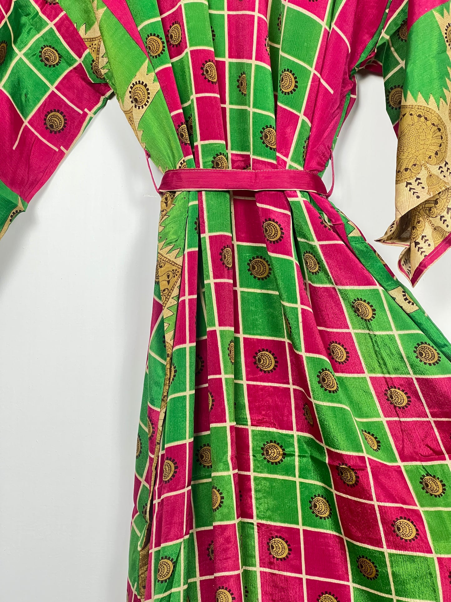Vintage Saree Silk Kimono / Duster - Long - Wider Unisex Fit