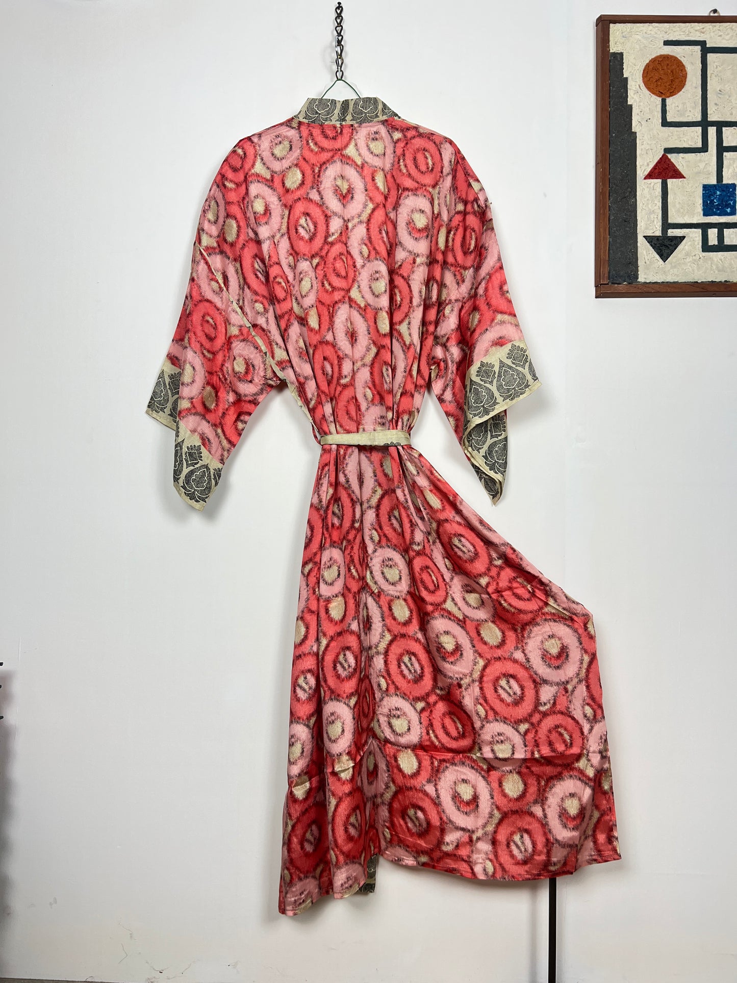 Vintage Saree Silk Kimono / Duster - Long - Wider Unisex Fit