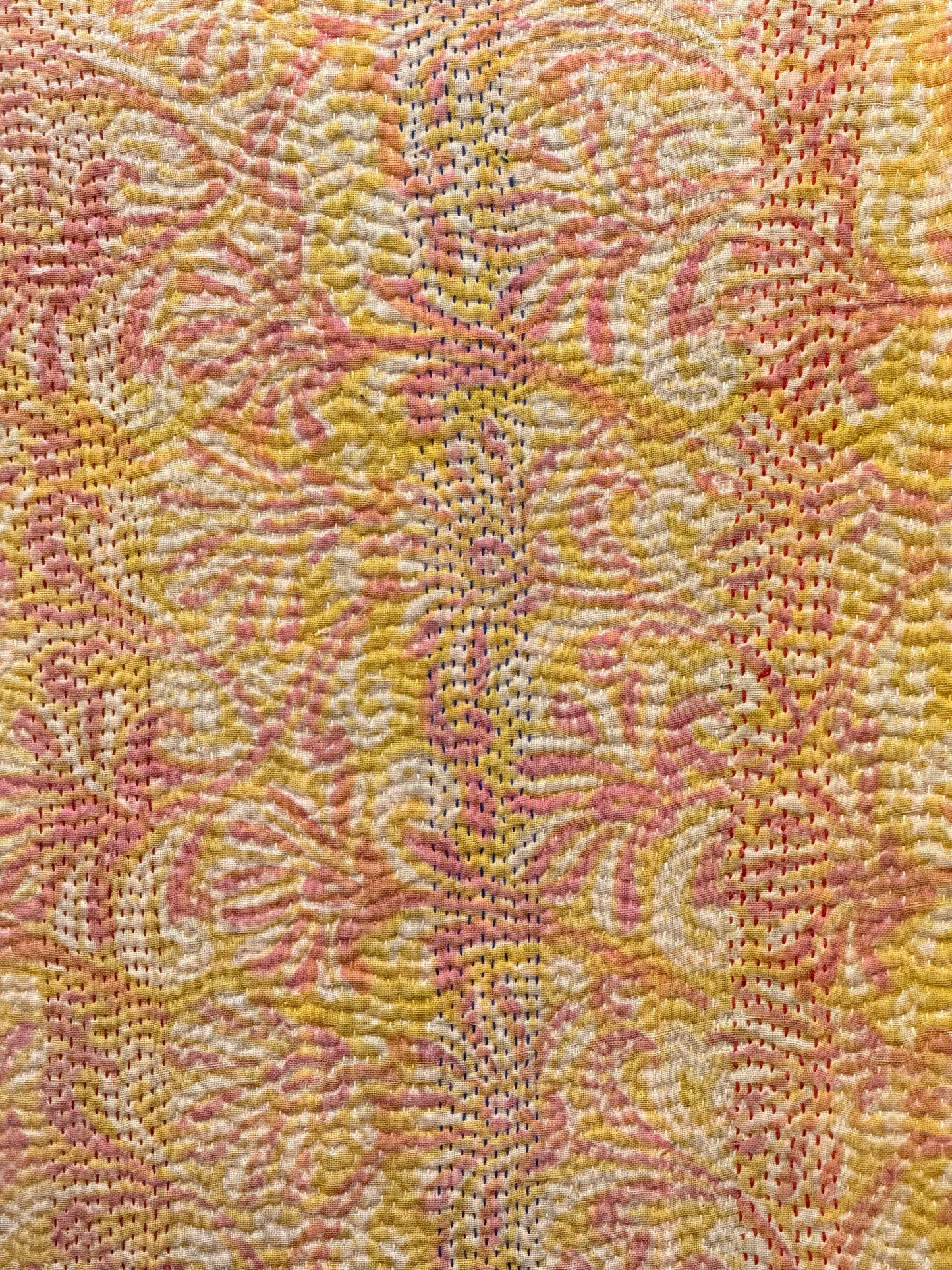 A Finestitch Kantha Quilt with Bagru over-print.