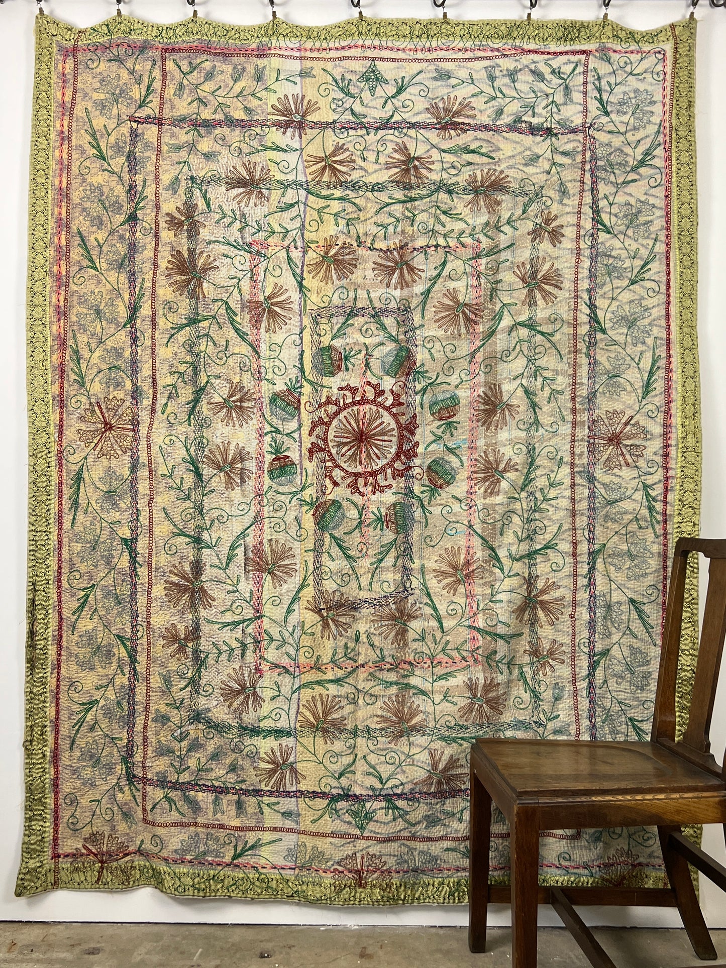 Vintage Kantha Suzani Quilt