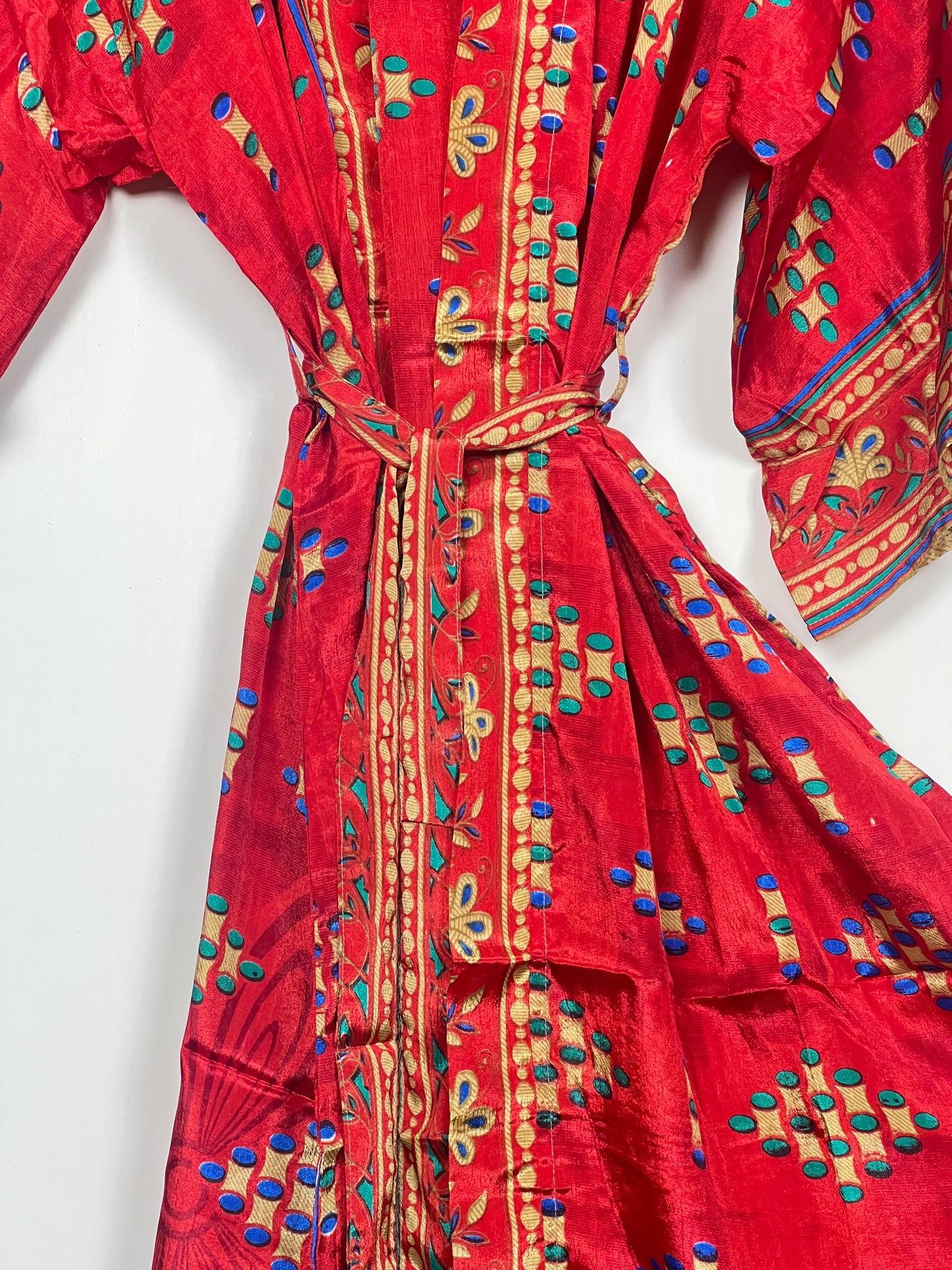 Vintage Saree Silk Kimono / Duster - Long - Wider Unisex Fit