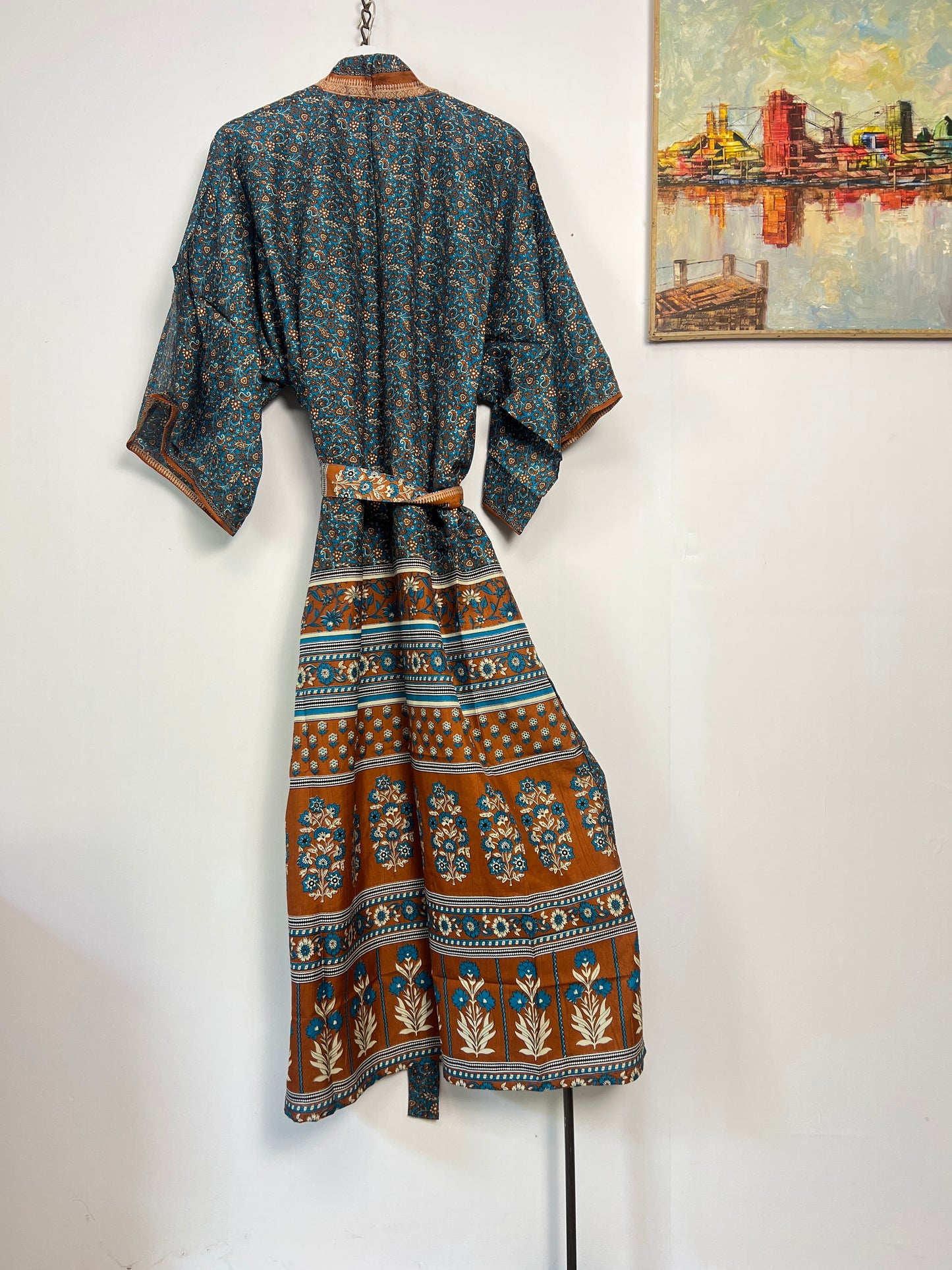 Vintage Saree Silk Kimono / Duster - Long