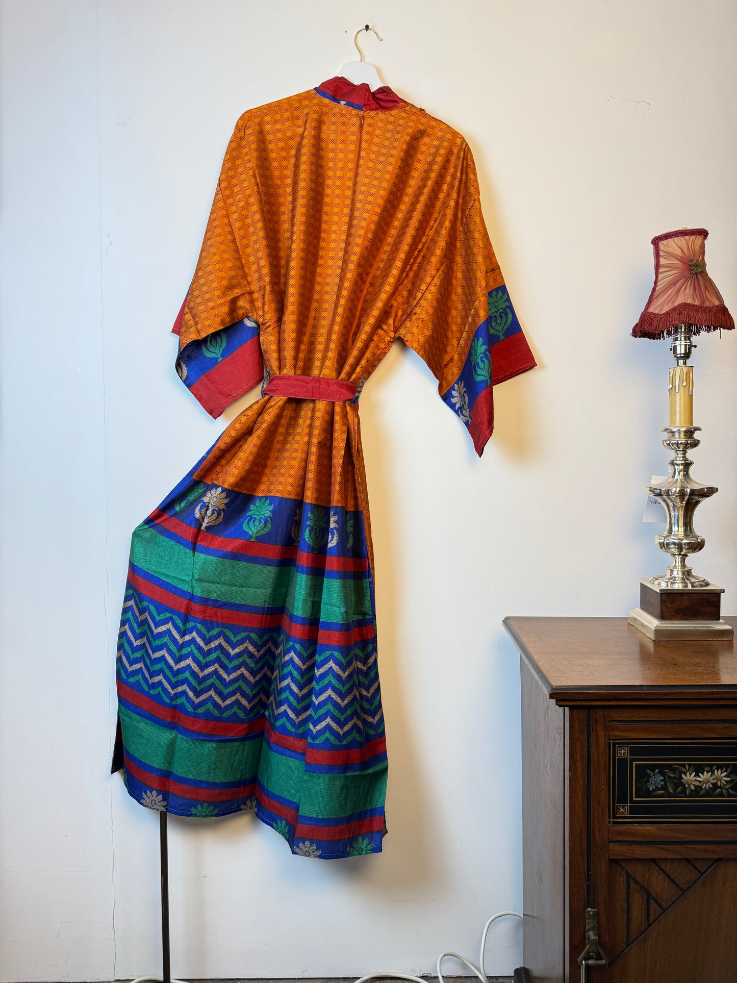 Vintage Saree Silk Kimono / Duster - Long