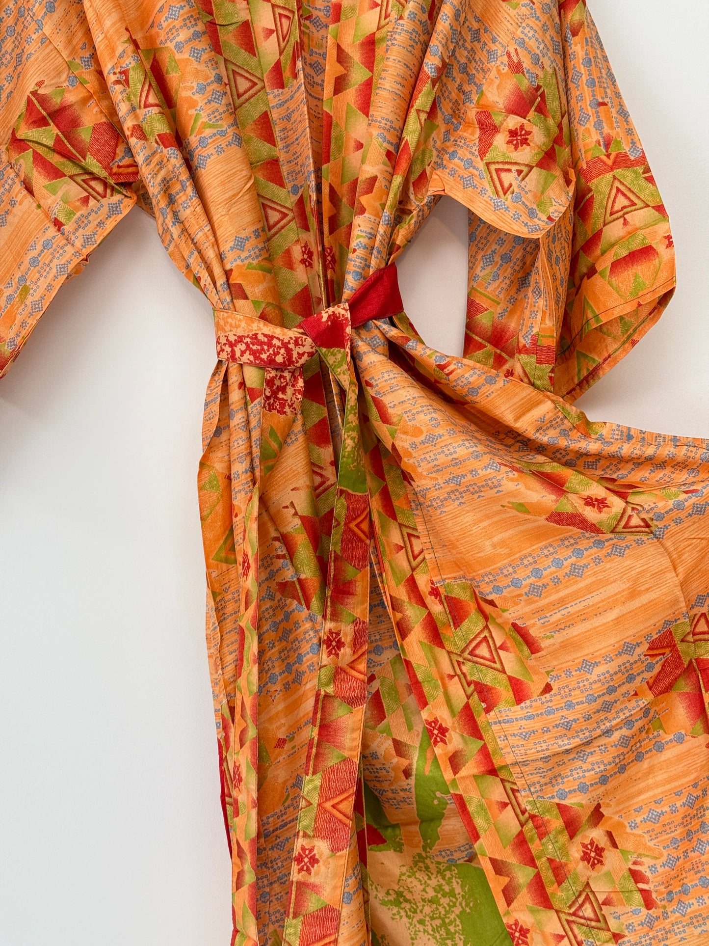 Vintage Saree Silk Kimono / Duster - Long