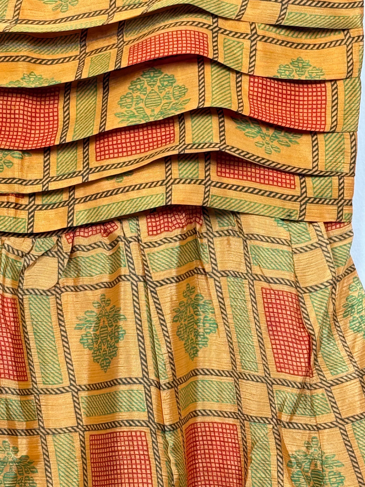 Vintage Saree Silk Pleated Skirt