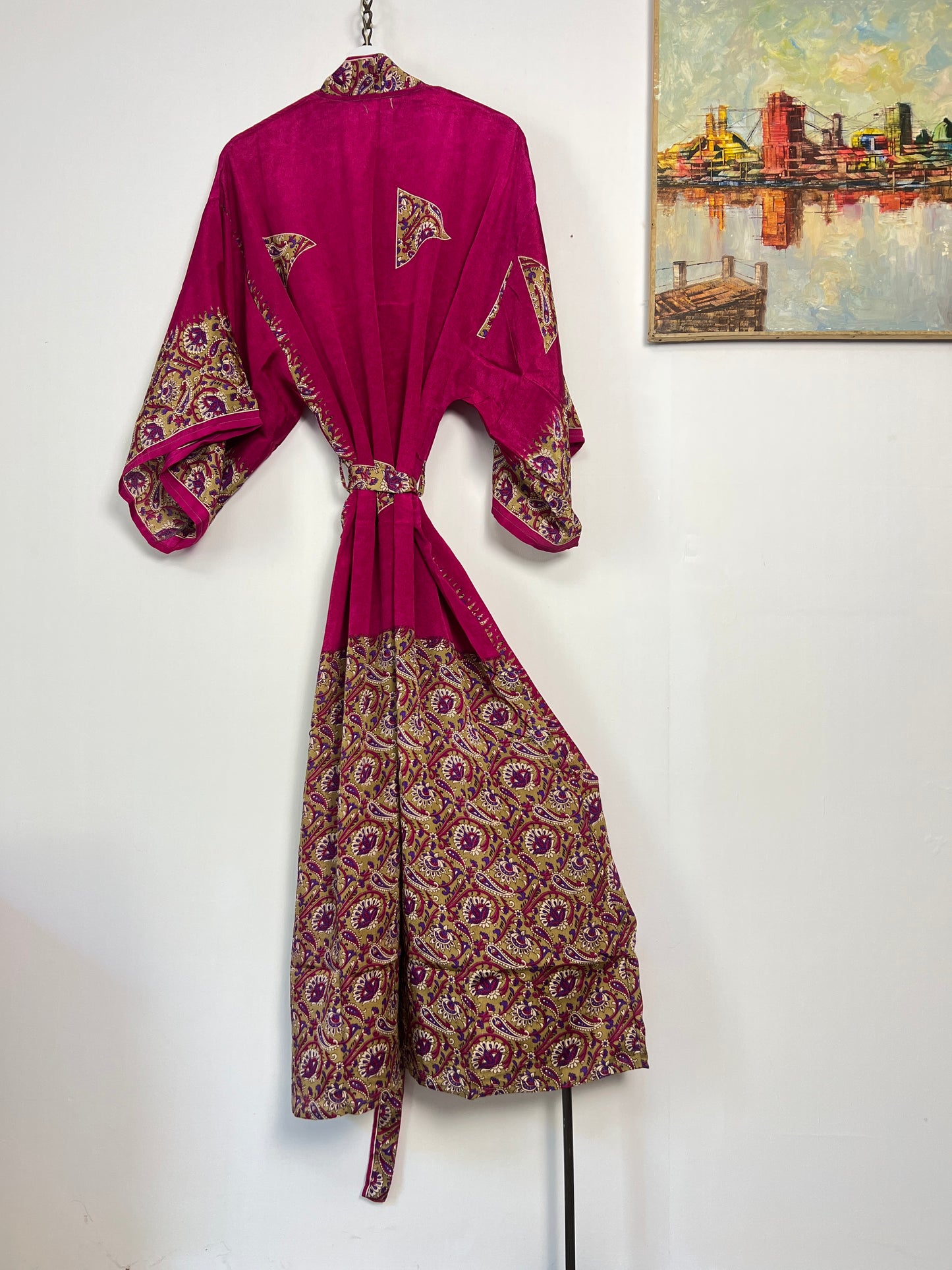 Vintage Saree Silk Kimono / Duster - Long