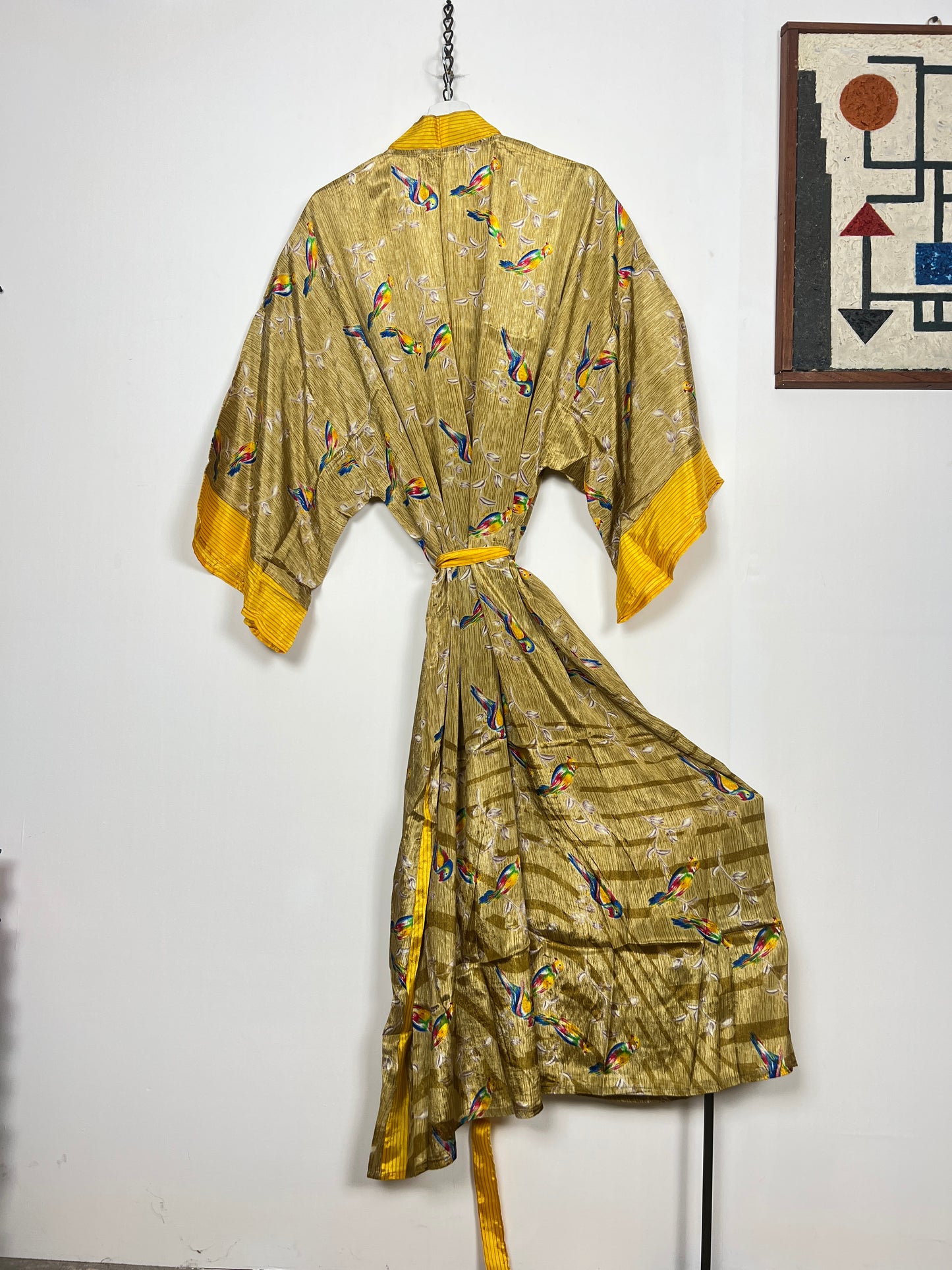 Vintage Saree Silk Kimono / Duster - Long - Wider Unisex Fit