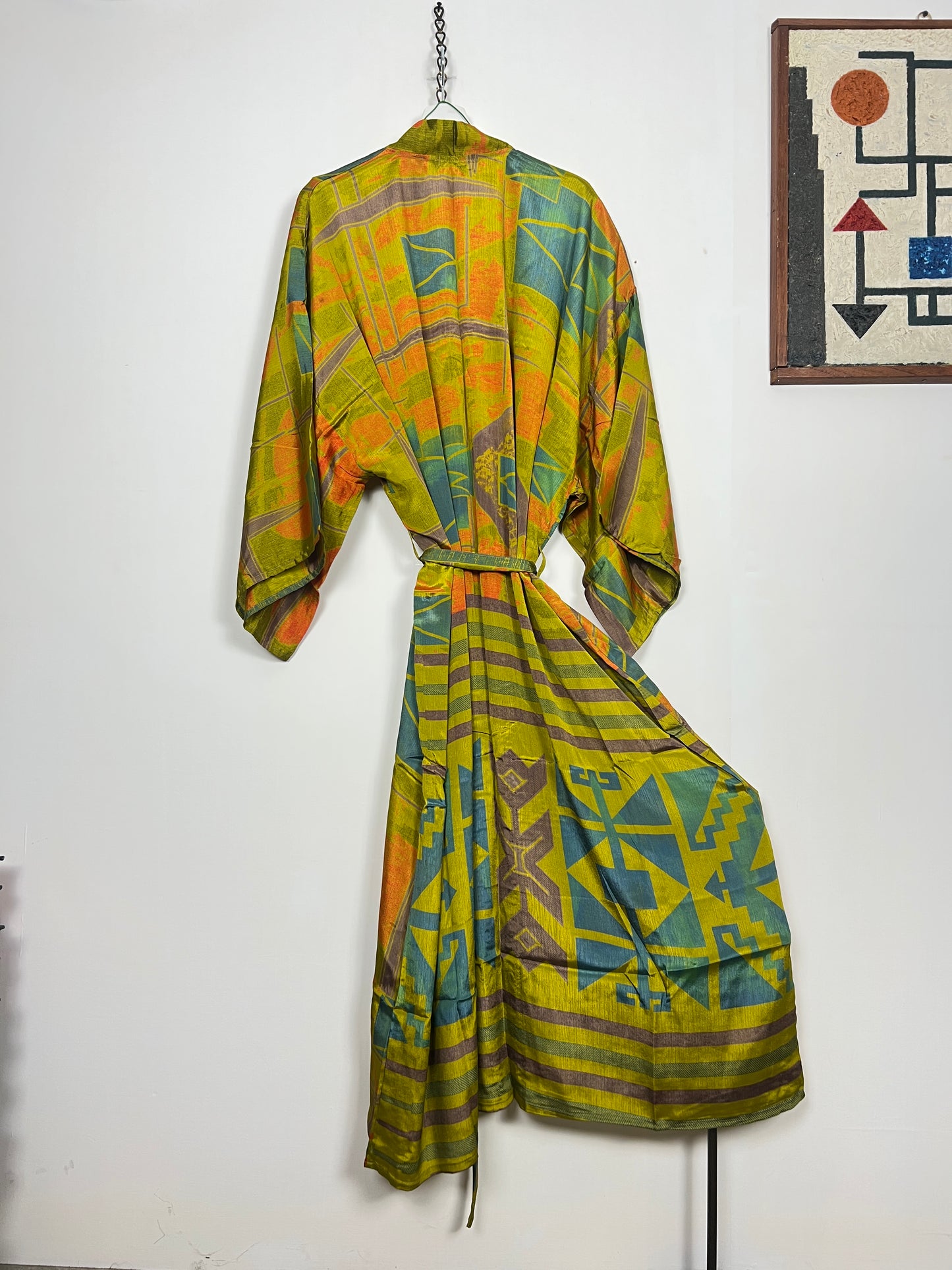 Vintage Saree Silk Kimono / Duster - Long - Wider Unisex Fit