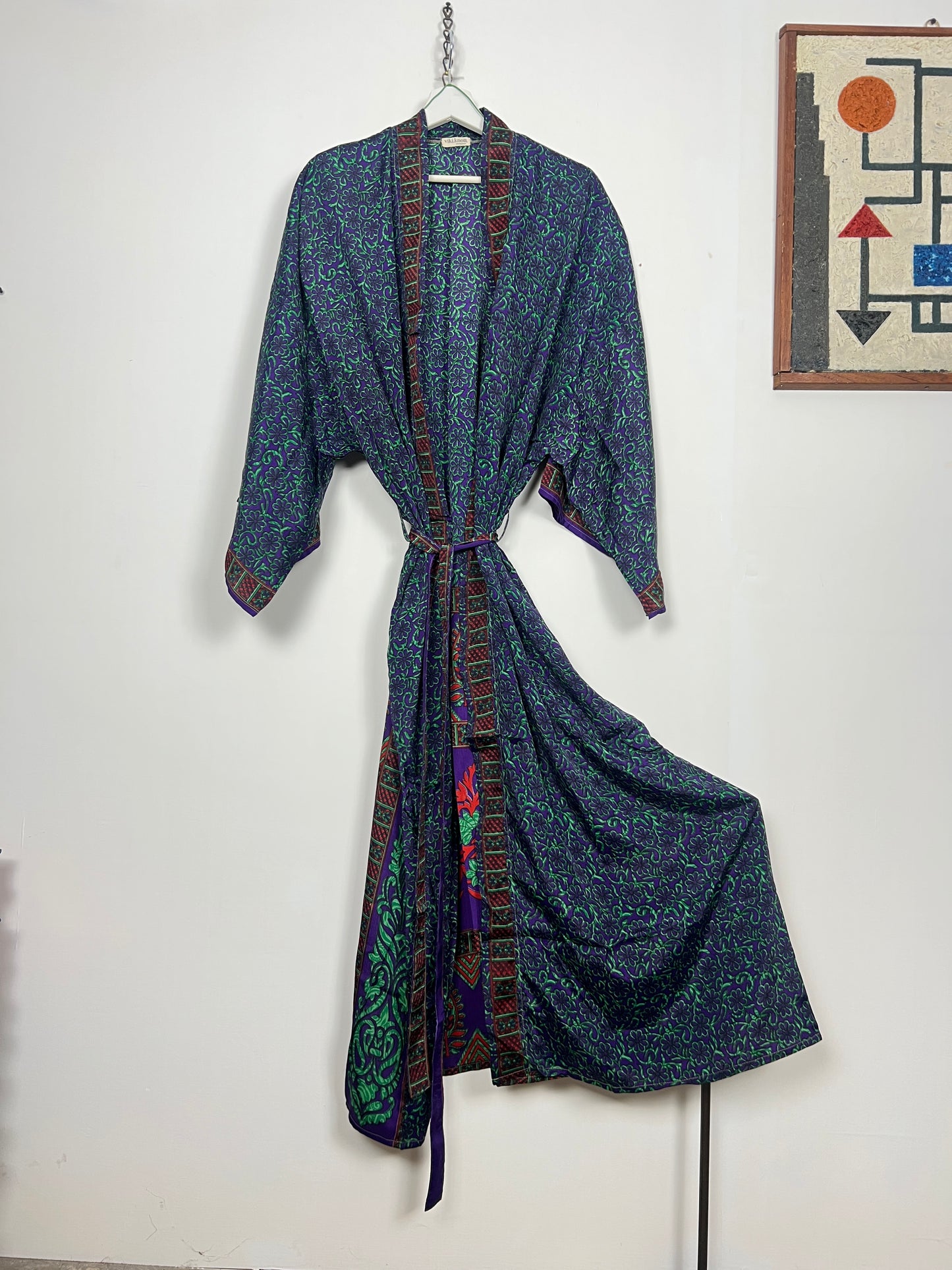 Vintage Saree Silk Kimono / Duster - Long - Wider Unisex Fit