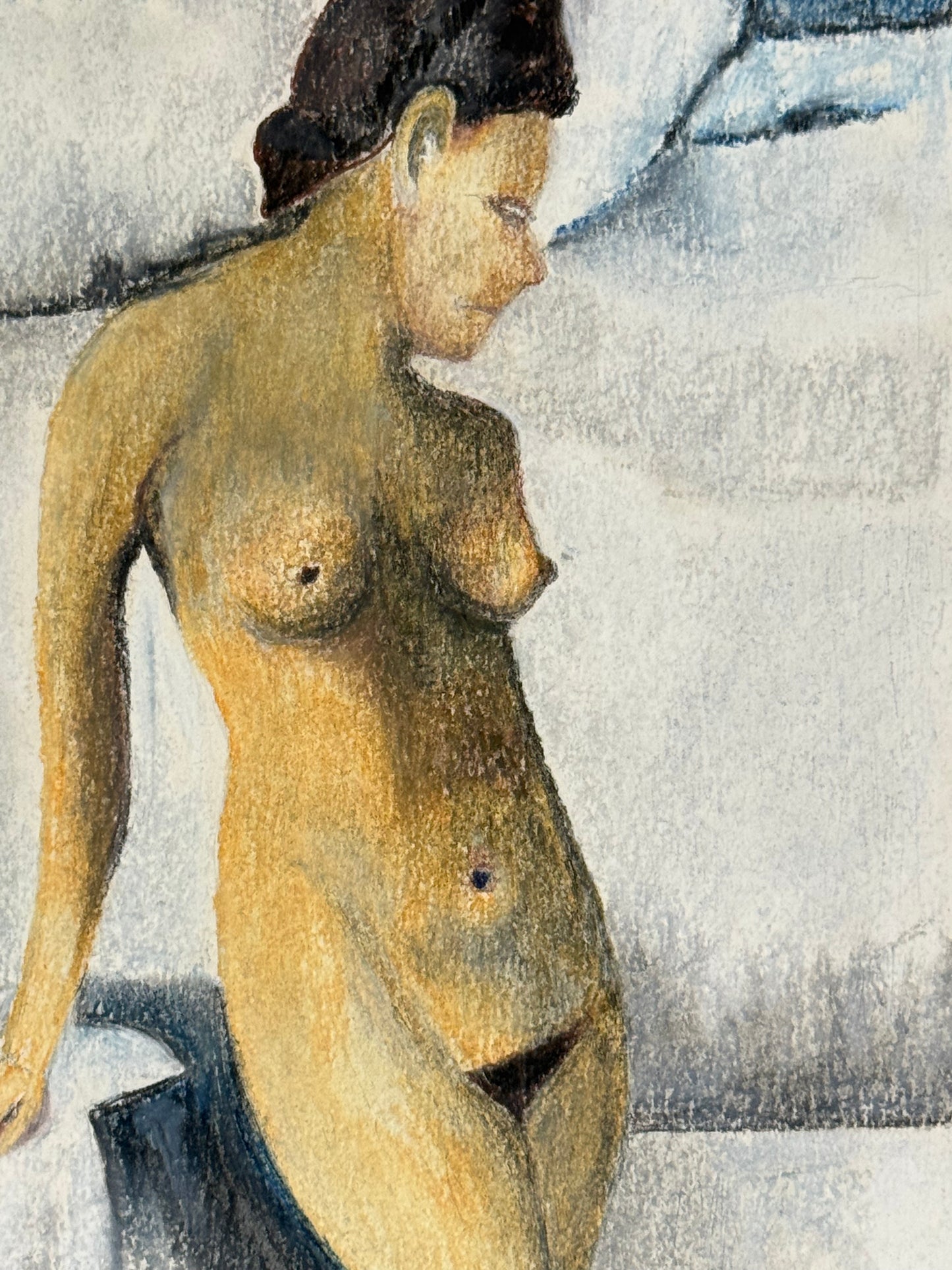 Masked Nude - Mid 20thC Dutch Pastel (Signed V.D. Paelt)