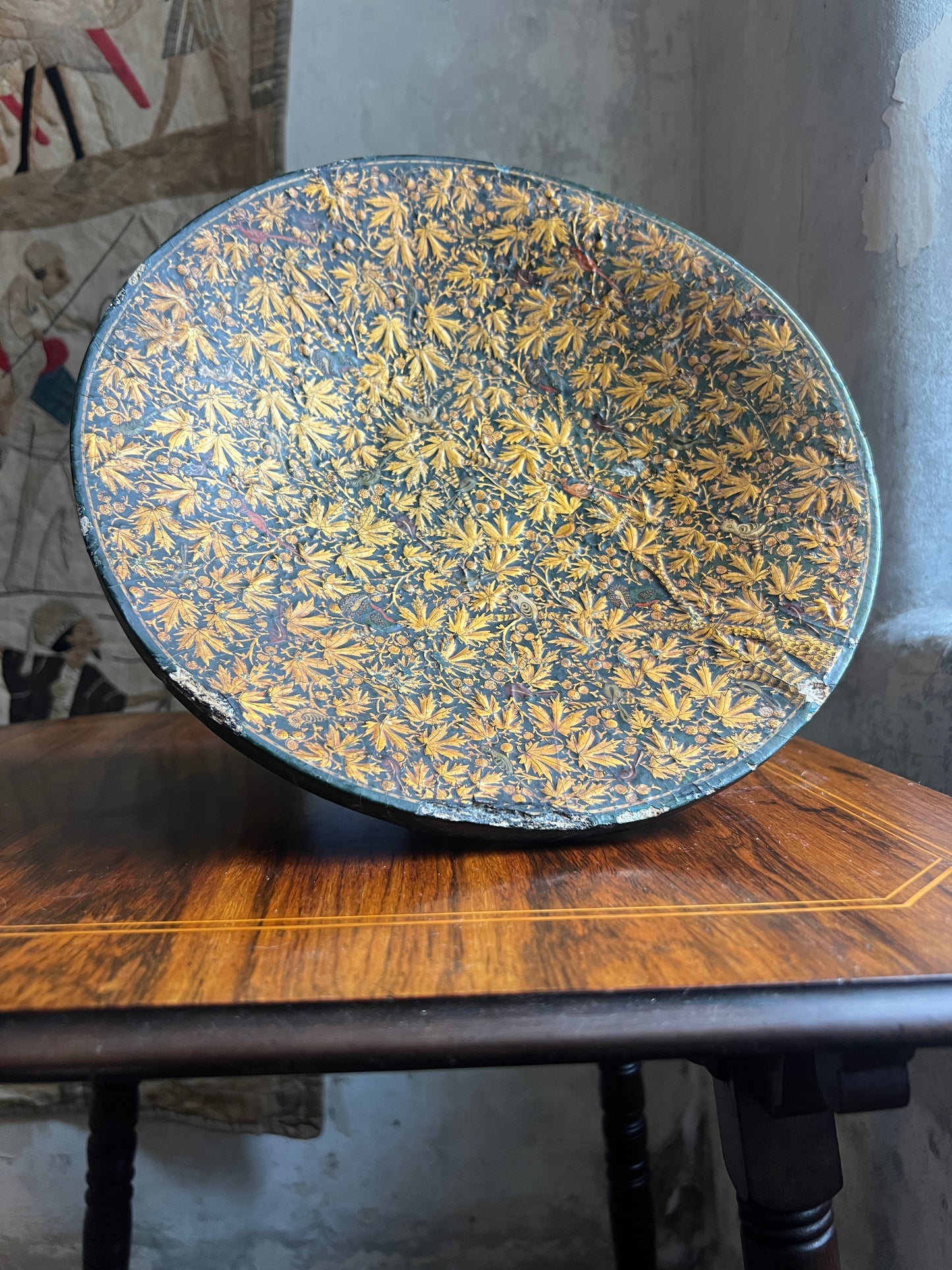 Late 19thC Kashmiri Papier-Mache Footed Dish
