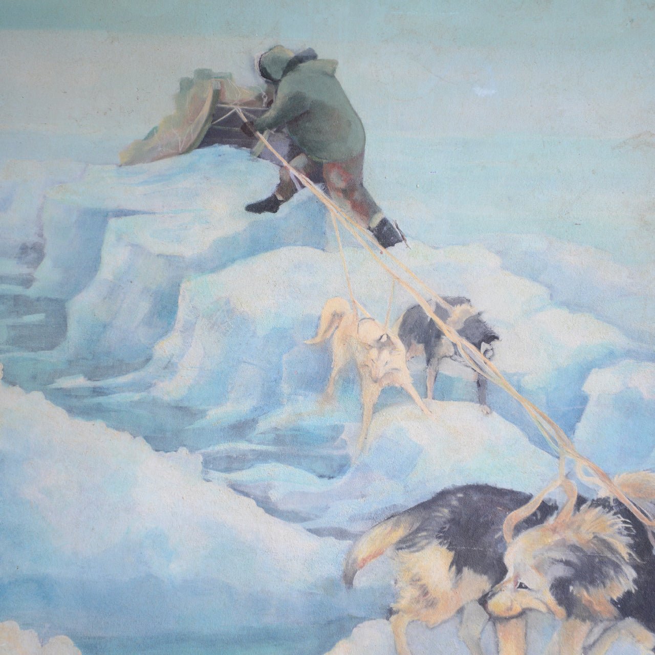 Triptych Of Polar Exploration Scenes / J Mills , (c. 1960s)