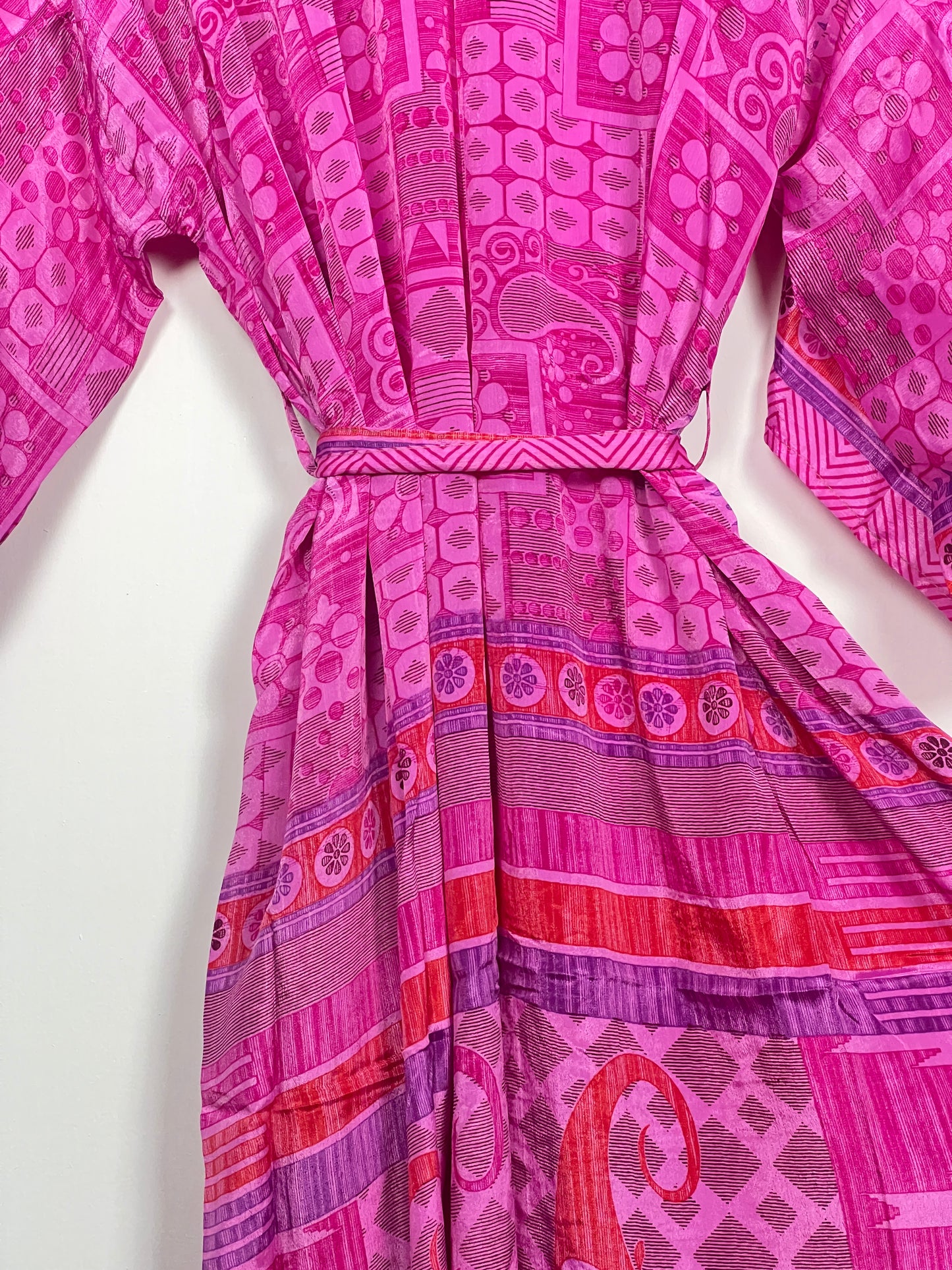 Vintage Saree Silk Kimono / Duster - Long - Wider Unisex Fit