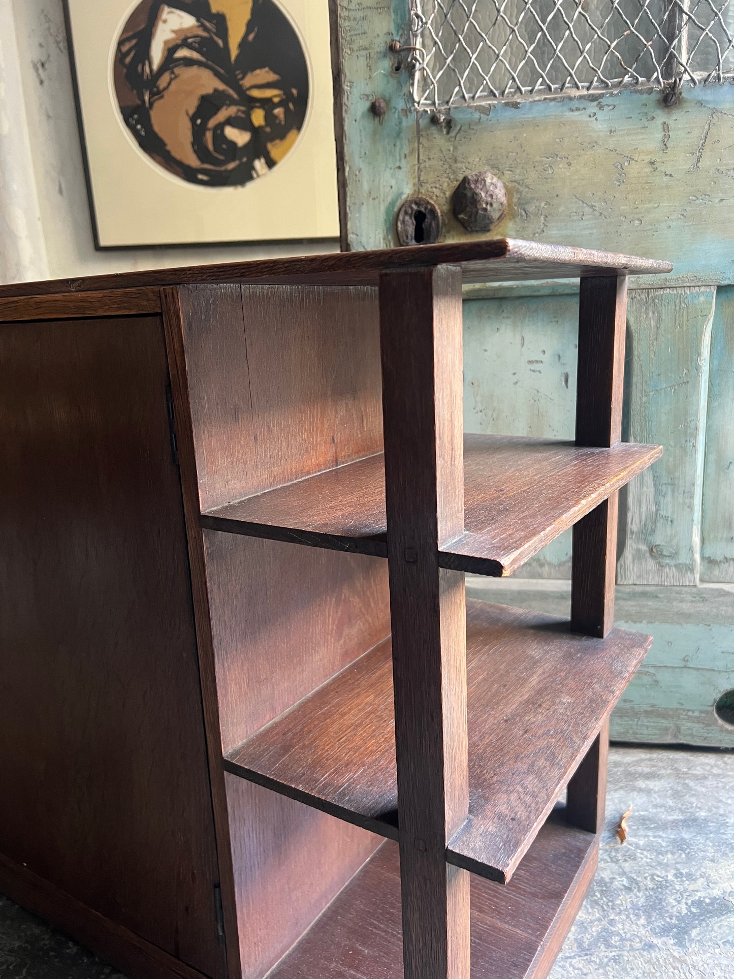 English Three Sided Modernist Compact Bookcase ~ 1930’s