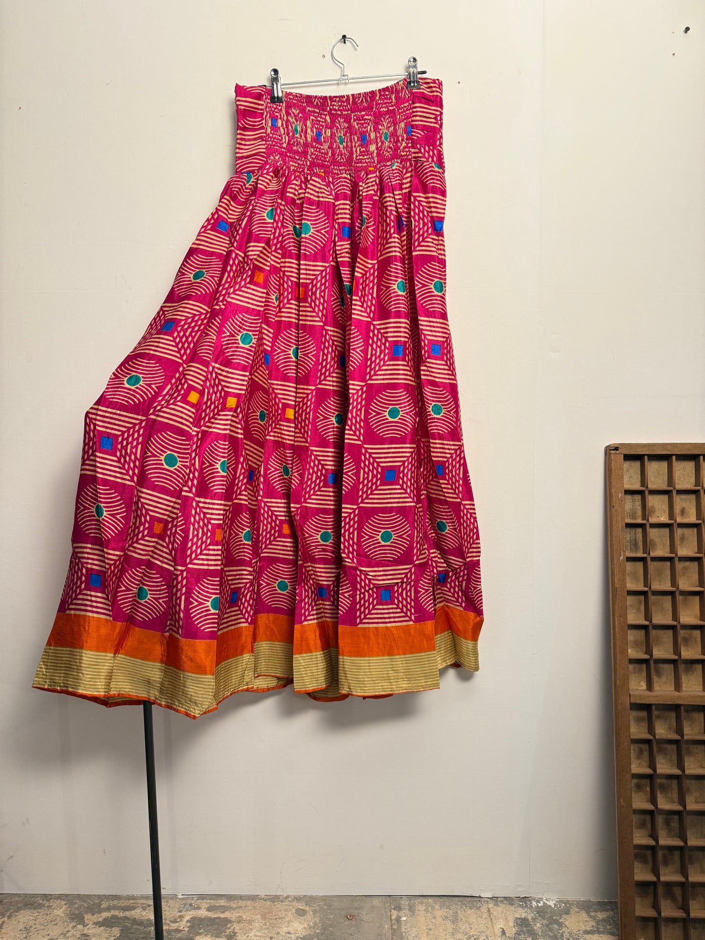 Vintage Saree Silk Pleated Skirt