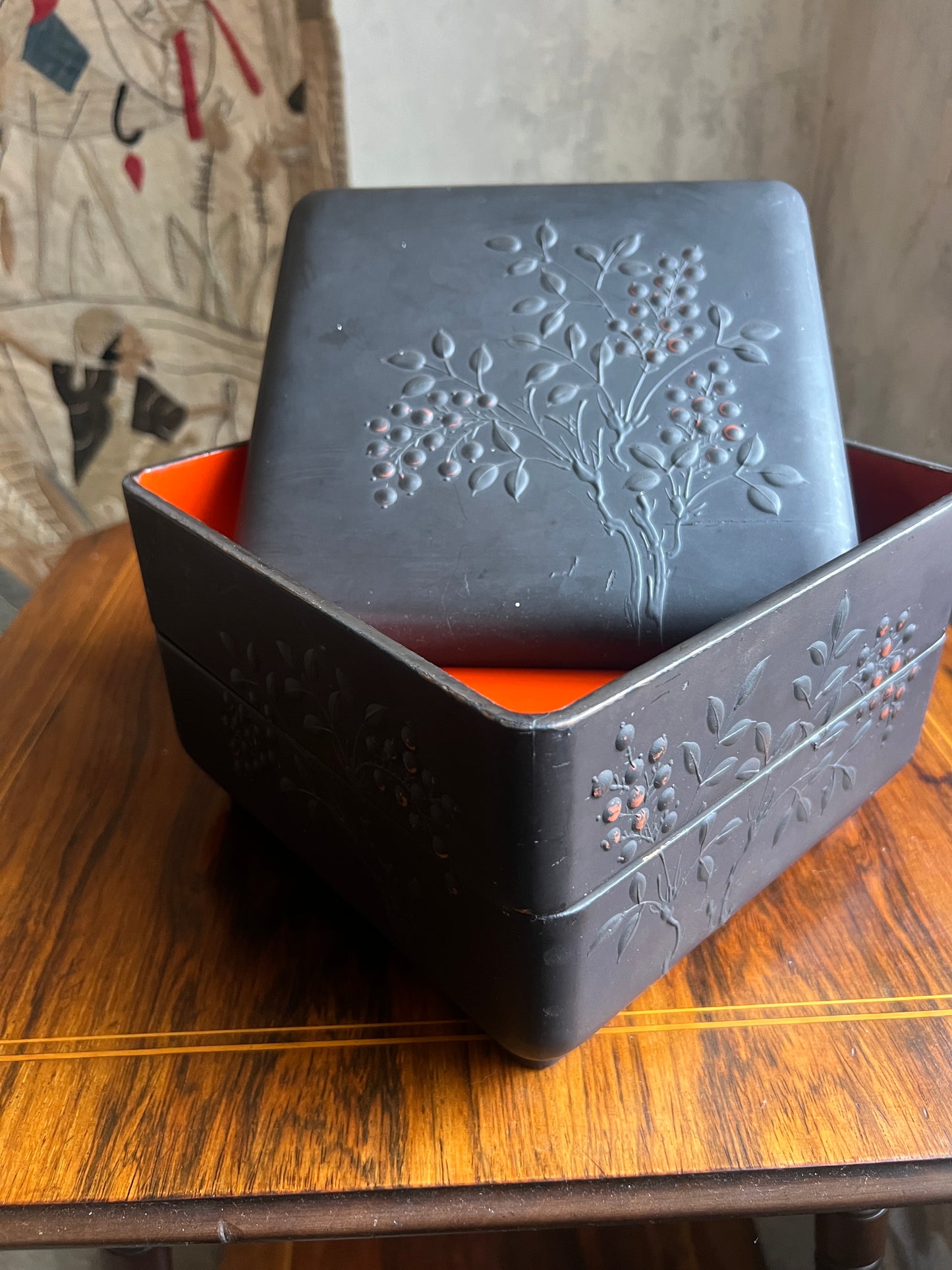Japanese Lacquerware Two Layer Jubako Box - c1920