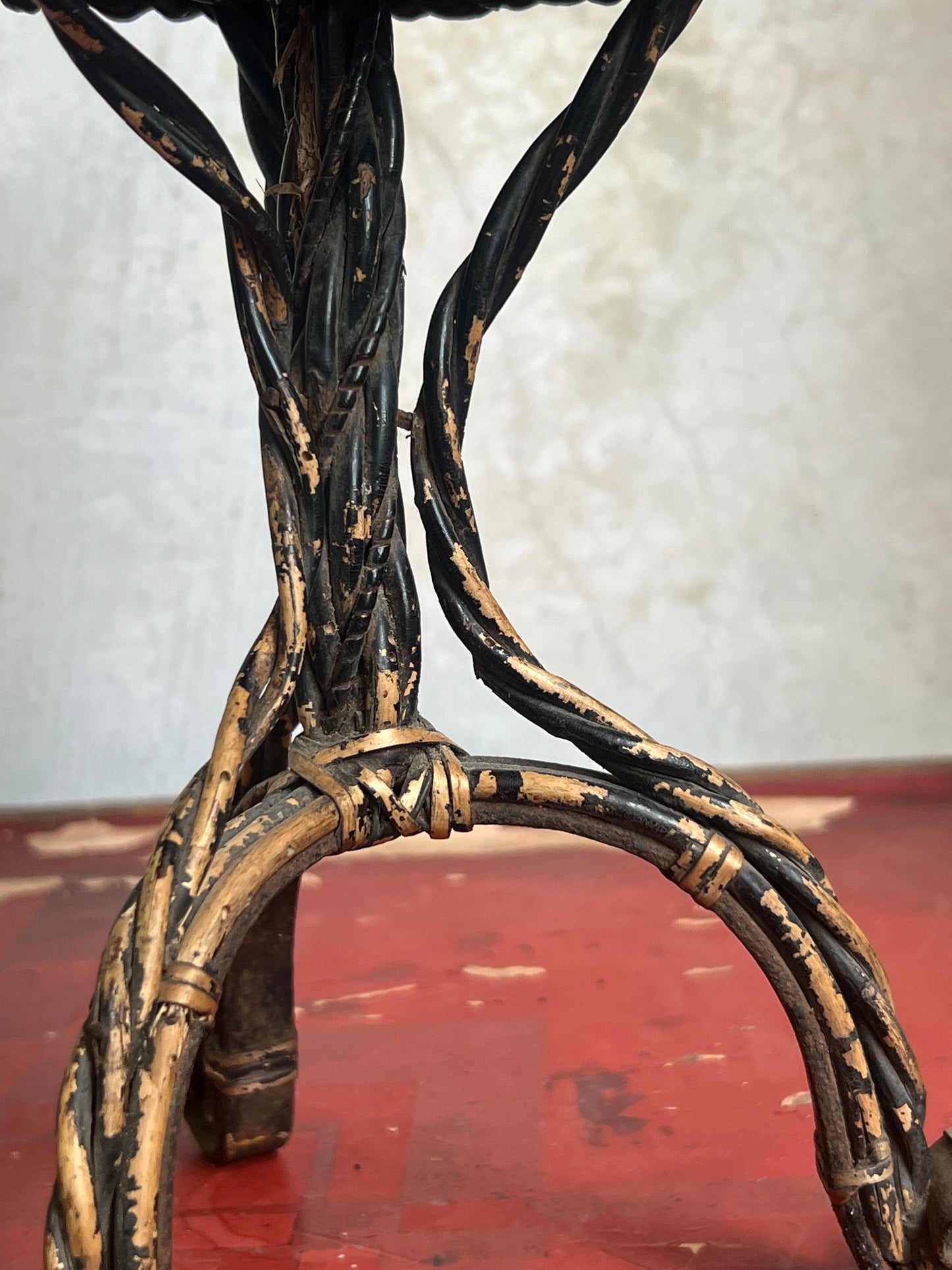 A Rare 19thC Wicker on Steel table-top Plant Stand