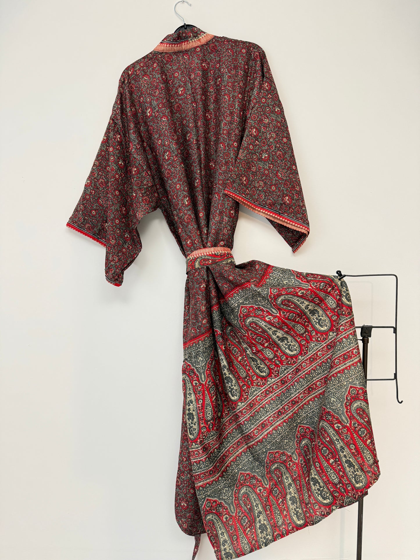 Vintage Saree Silk Kimono / Duster - Long
