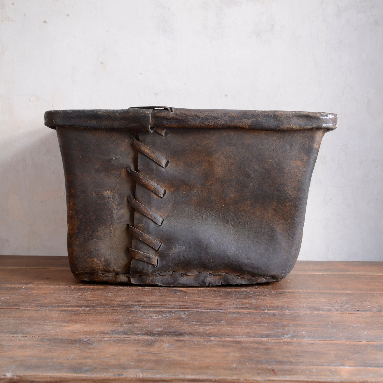 19th Century Buffalo Rawhide Mill Bucket - No 49