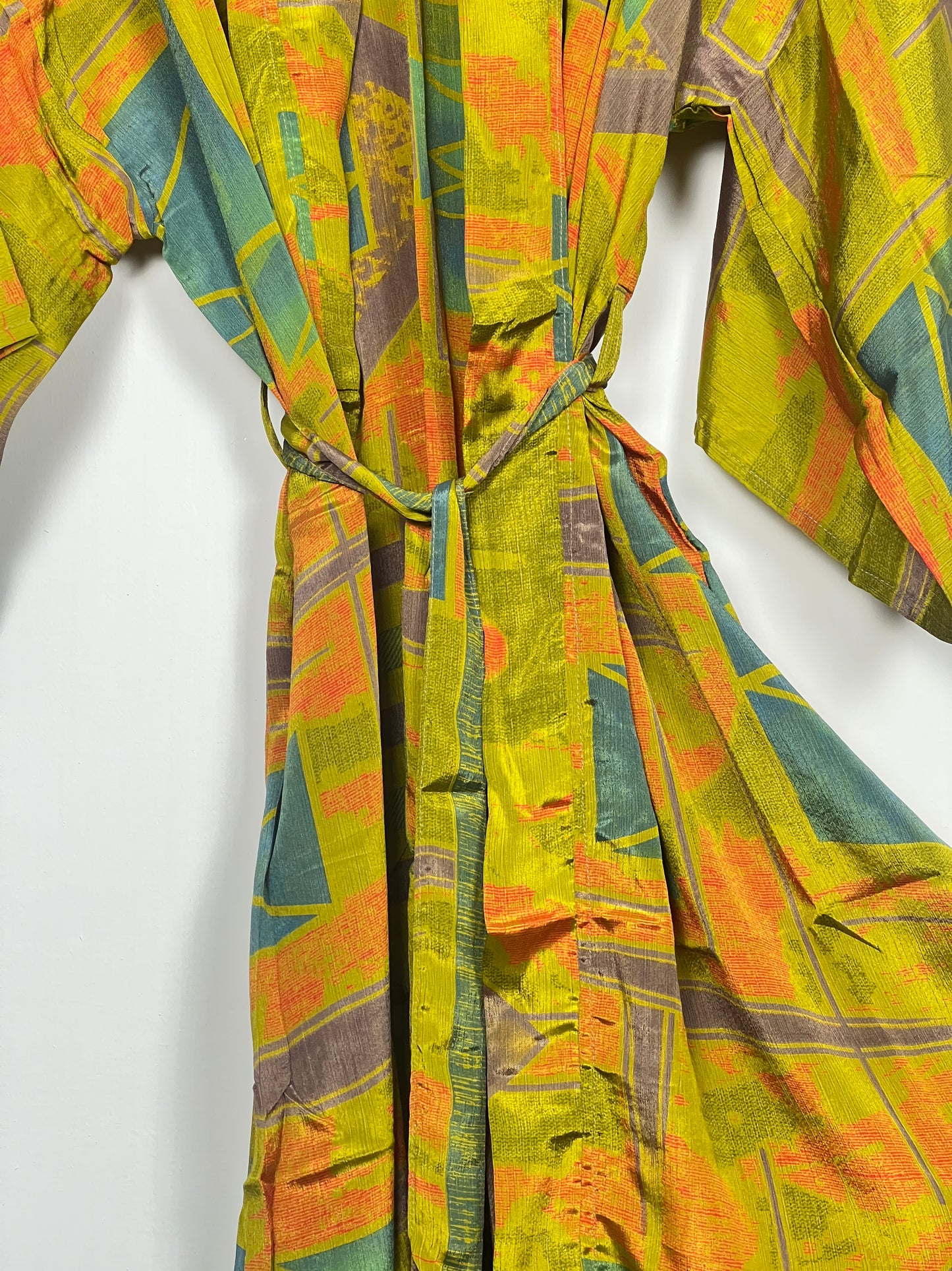 Vintage Saree Silk Kimono / Duster - Long - Wider Unisex Fit
