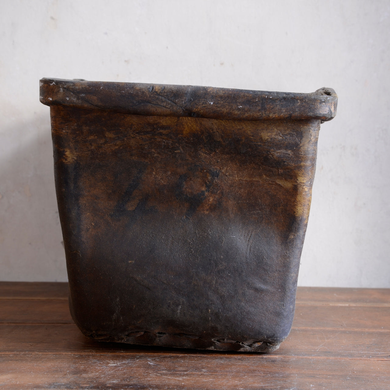 19th Century Buffalo Rawhide Mill Bucket - No 49